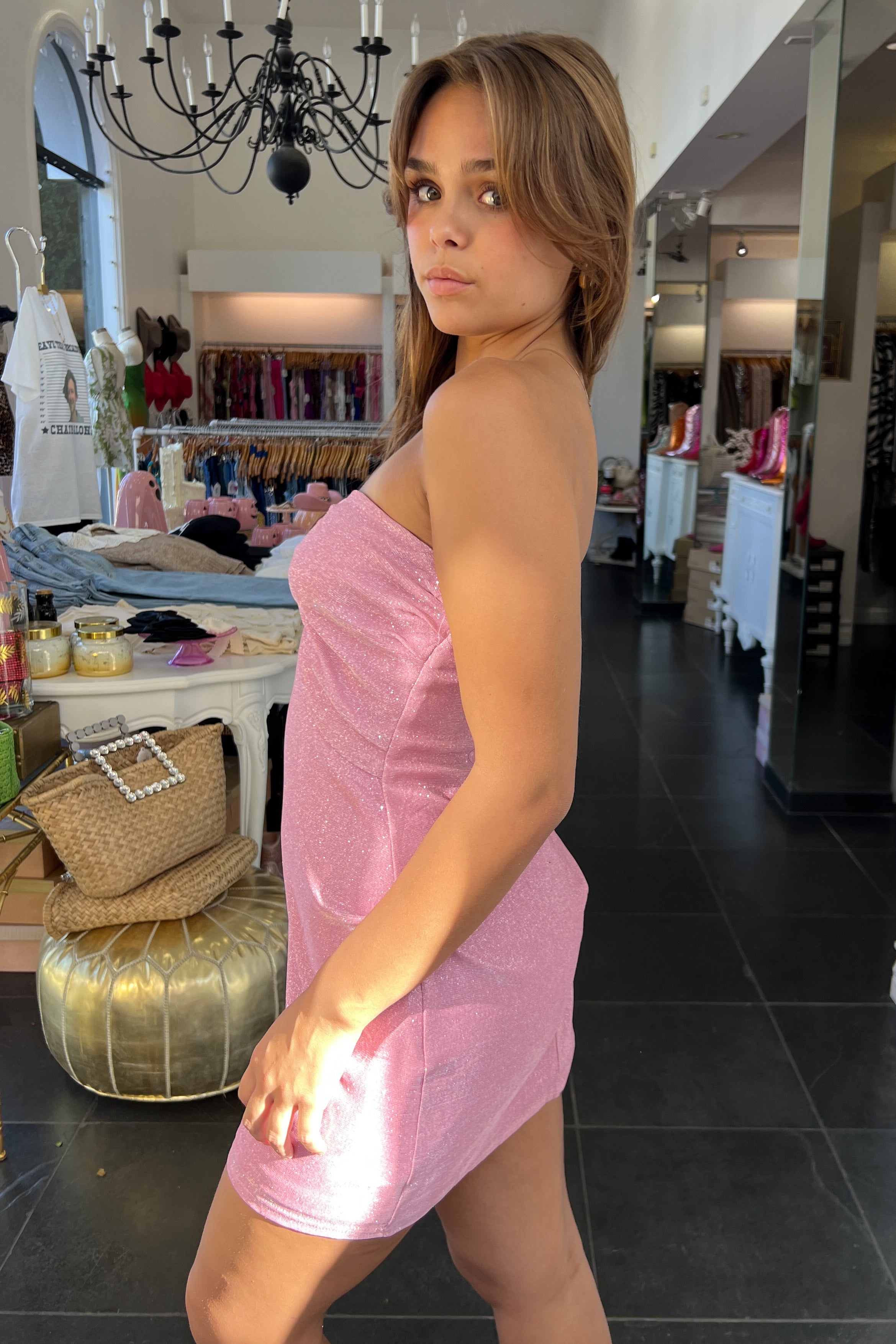 Livorno Sparkle Dress-Pink