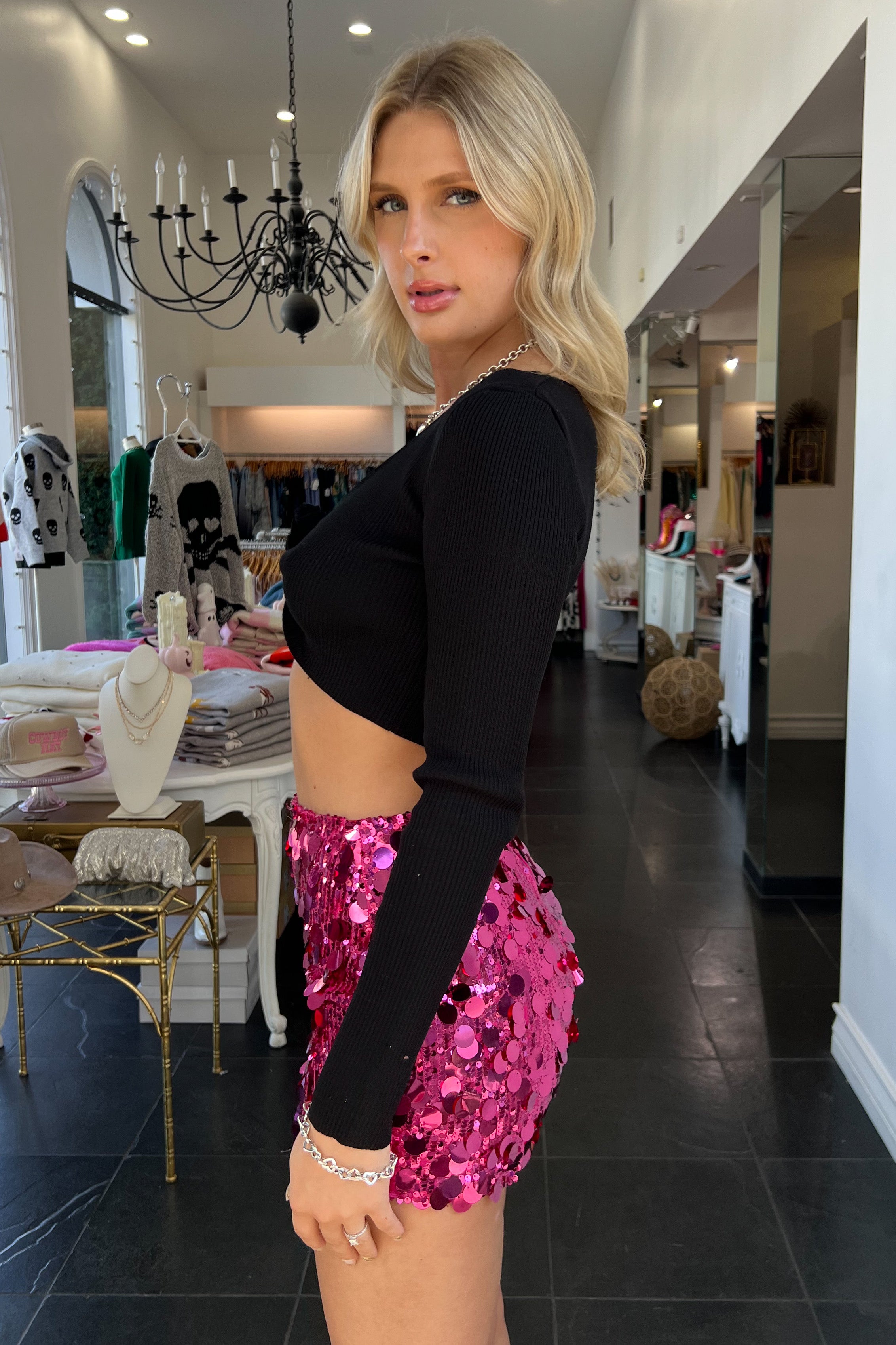 Serena Rose Top-Black