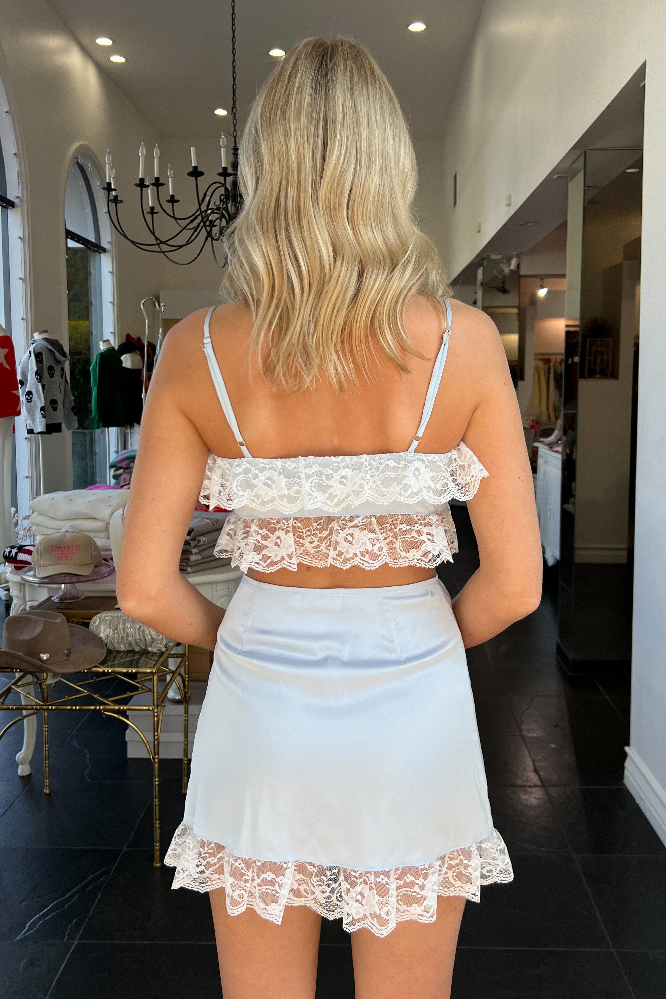 French Maid Dress Set-Light Blue