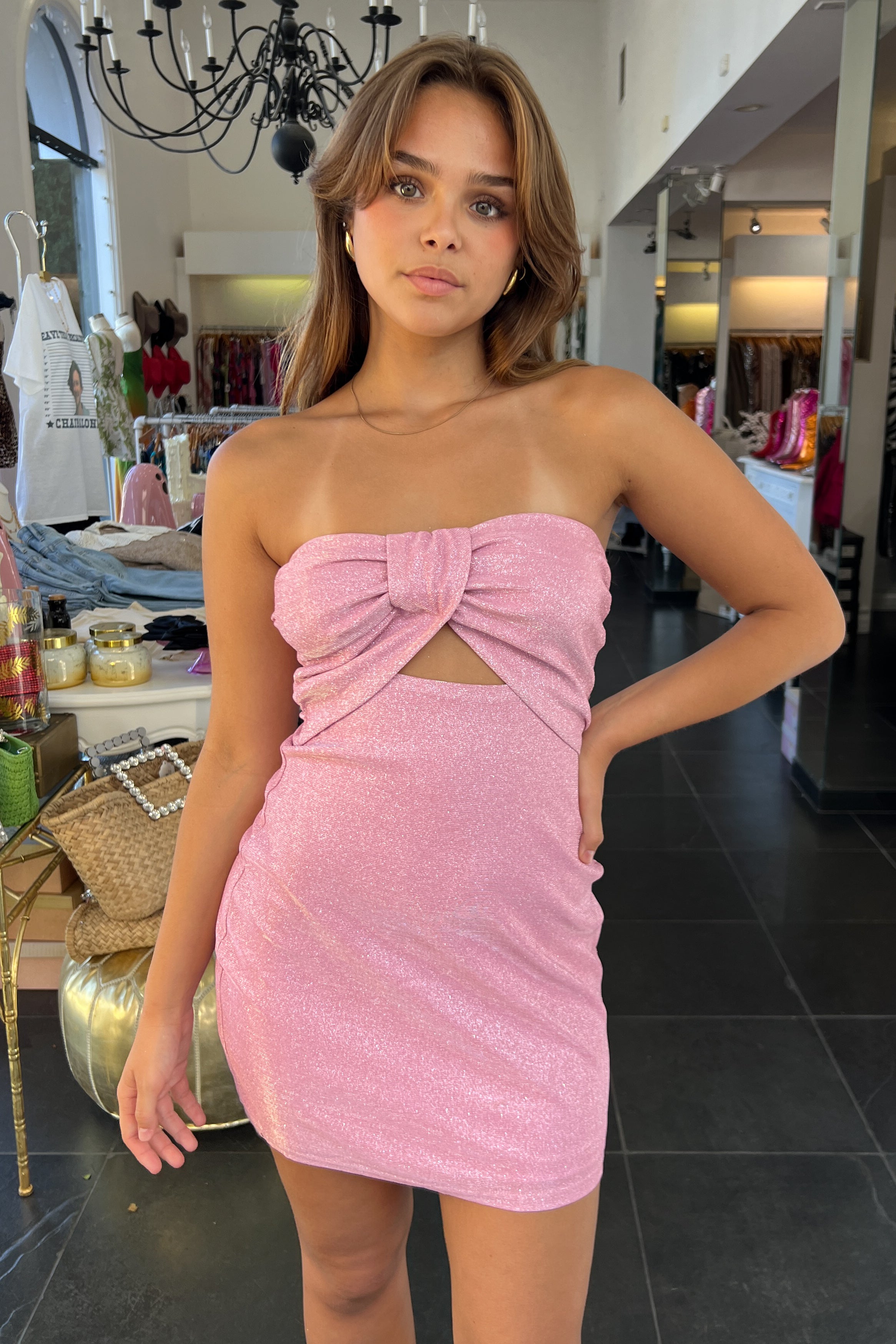 Livorno Sparkle Dress-Pink