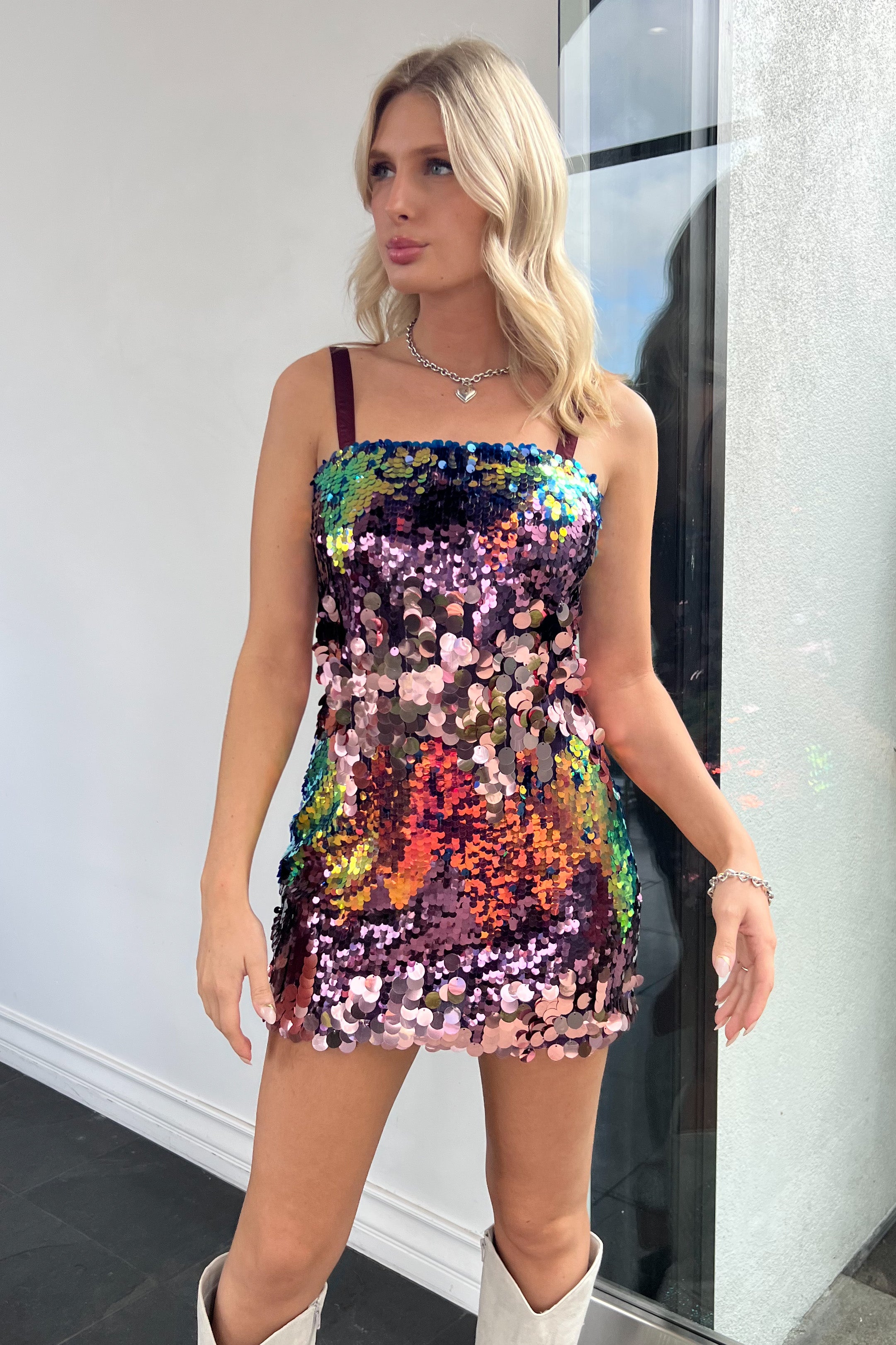 Glitz and Glow Dress-Purple Multi