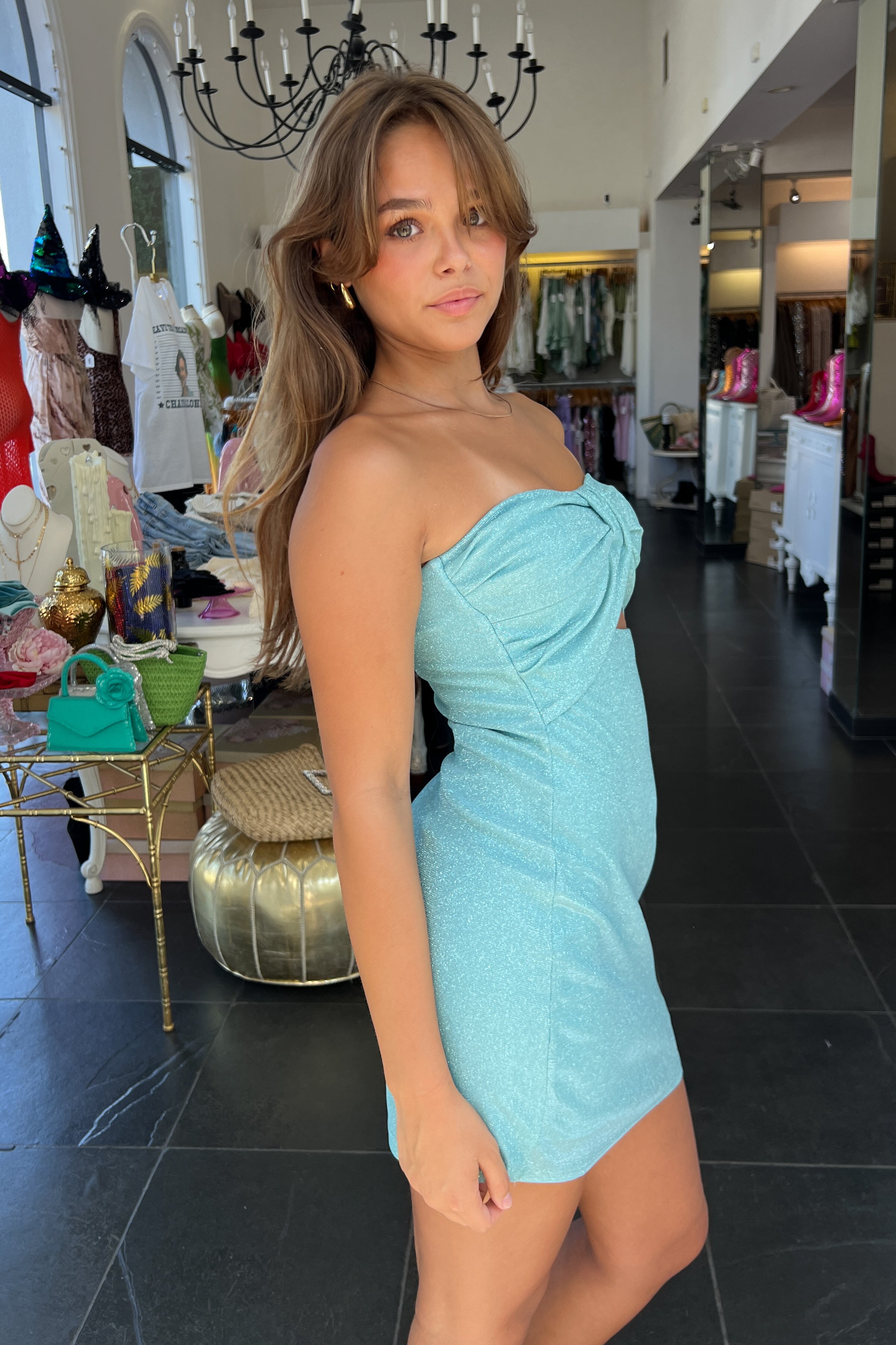 Livorno Sparkle Dress-Turq