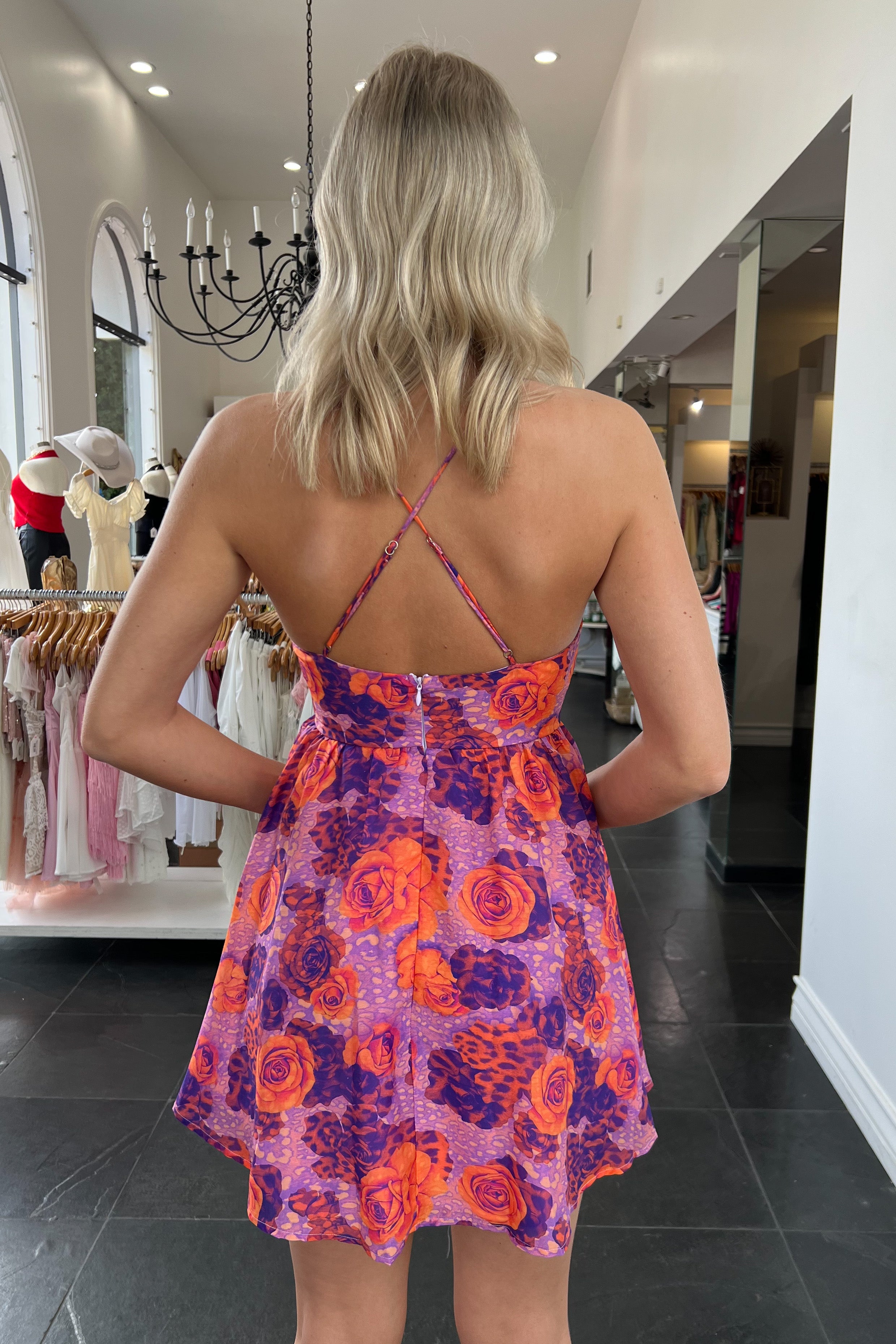 Zullu Mini Dress-Purple + Orange