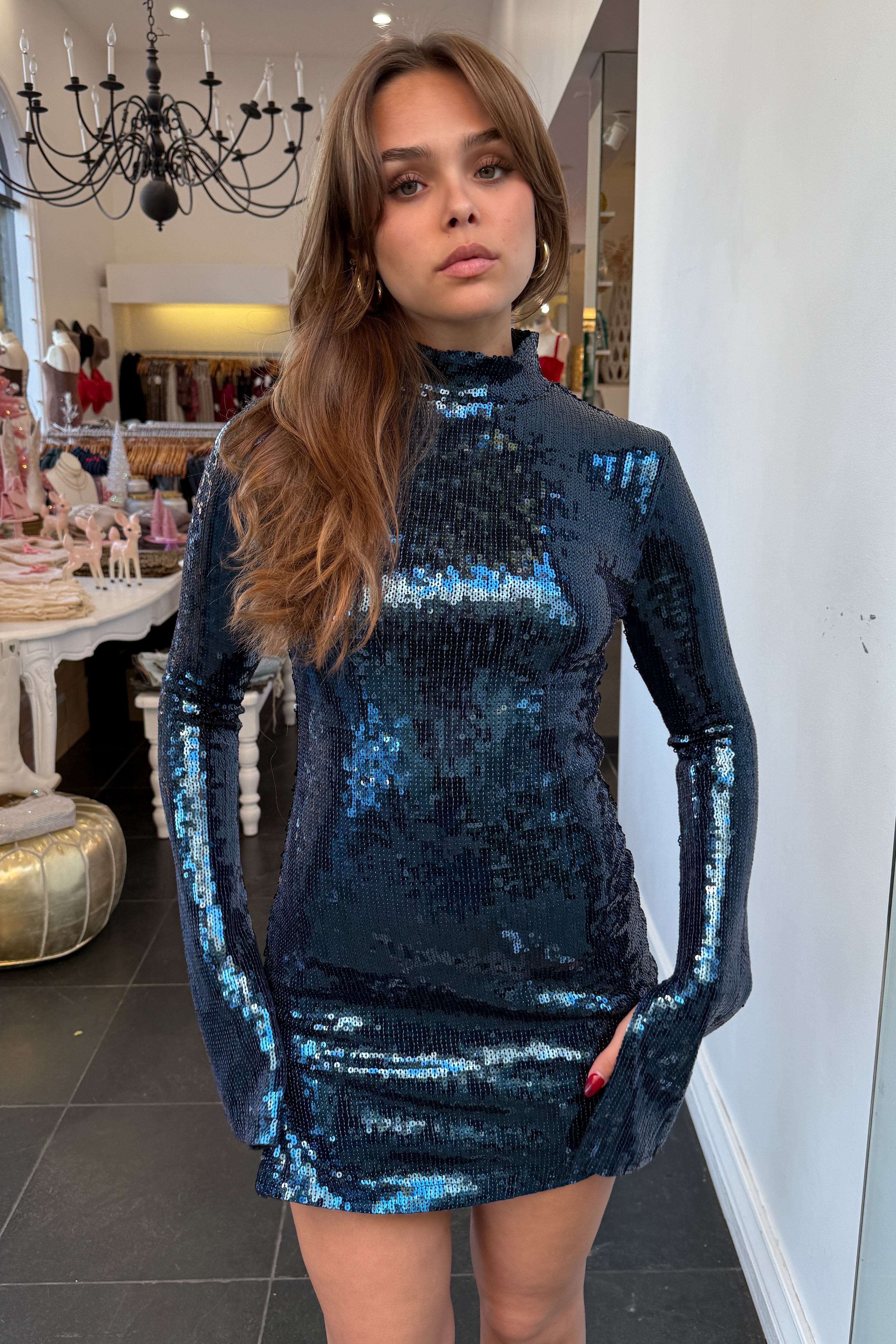 Blinded By The Light Dress-Navy