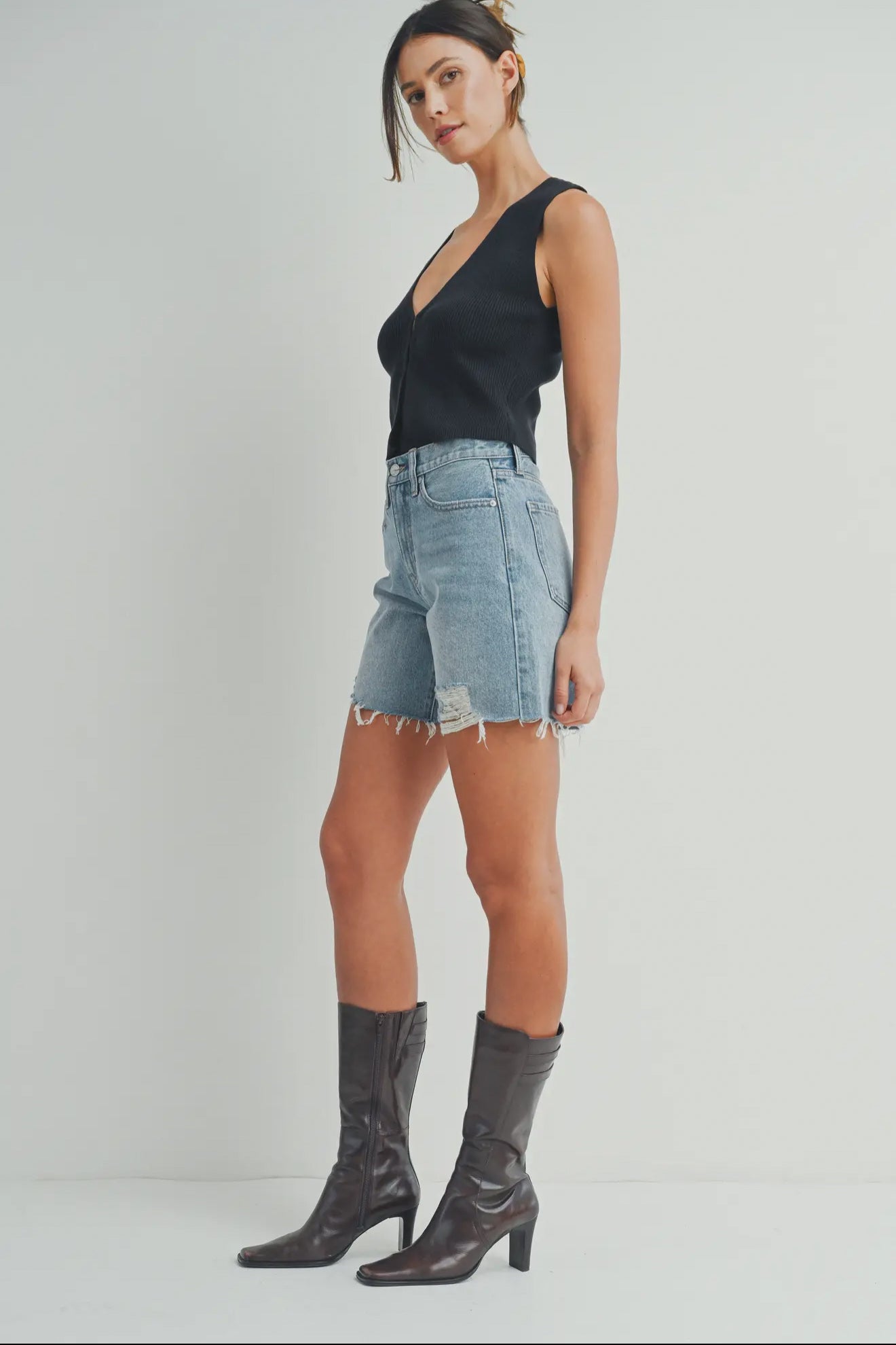 Walking On Broadway Denim Shorts-Light