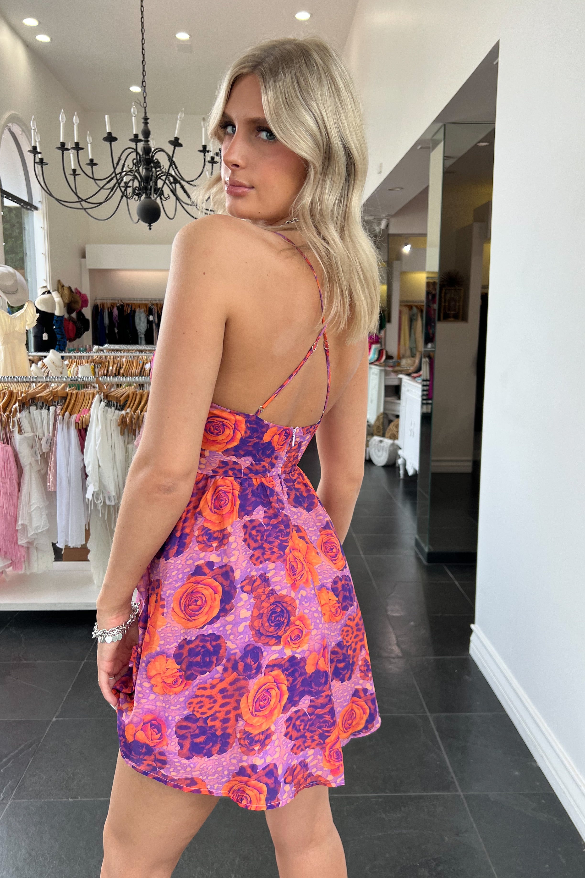 Zullu Mini Dress-Purple + Orange