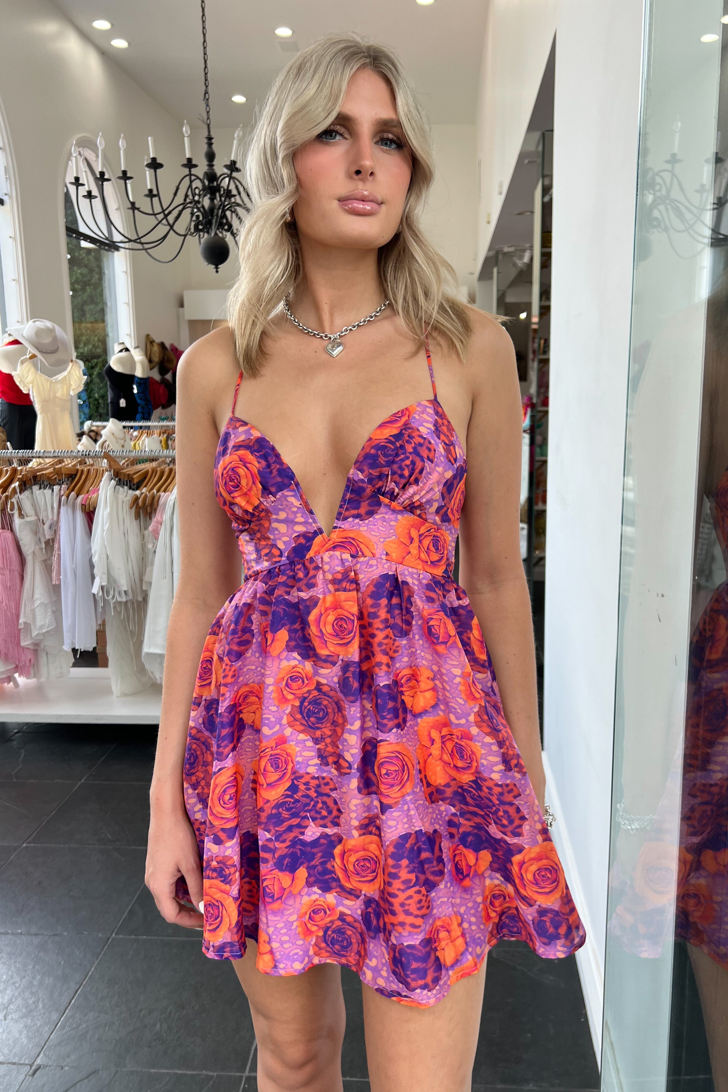 Zullu Mini Dress-Purple + Orange