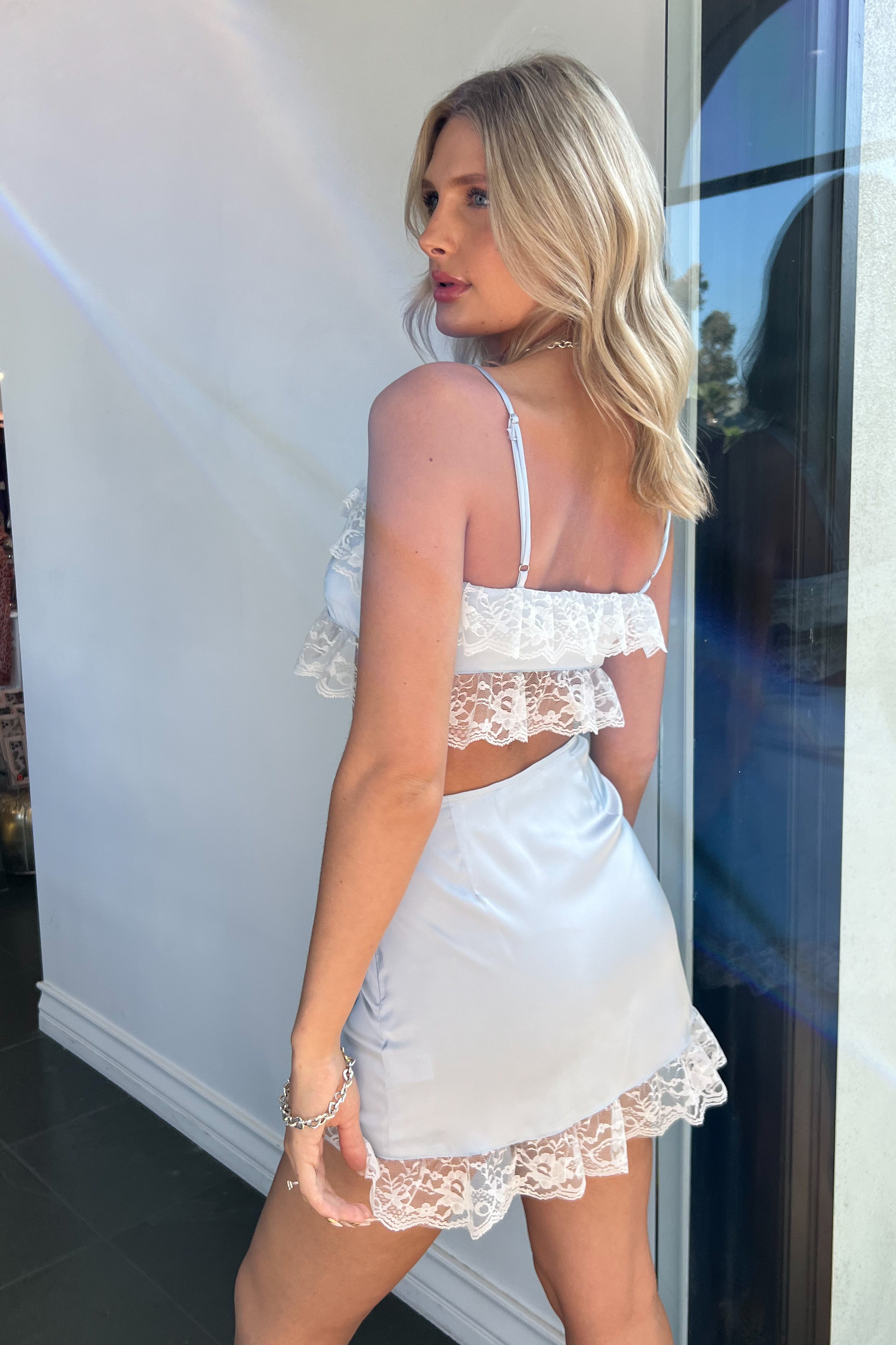 French Maid Dress Set-Light Blue