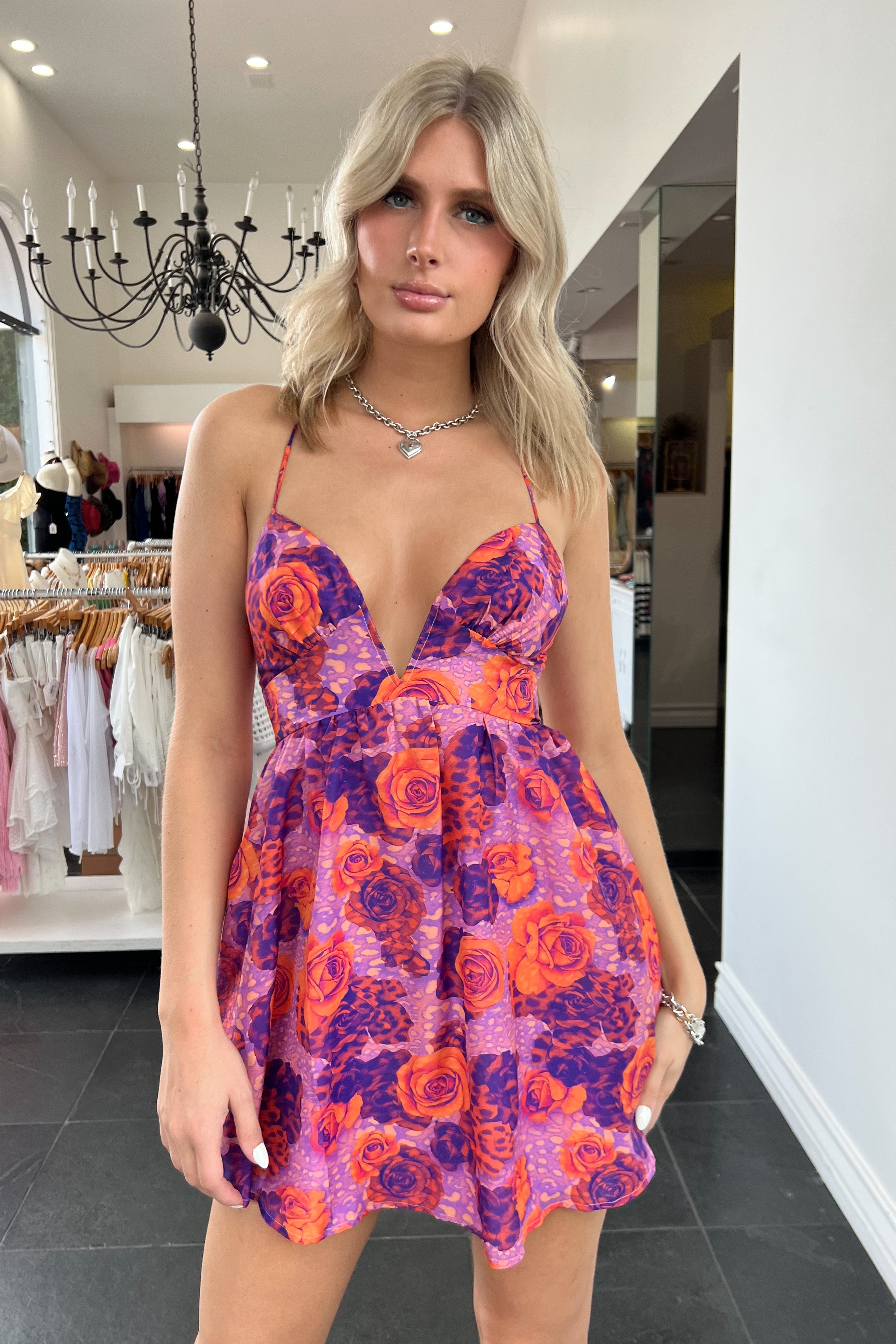 Zullu Mini Dress-Purple + Orange