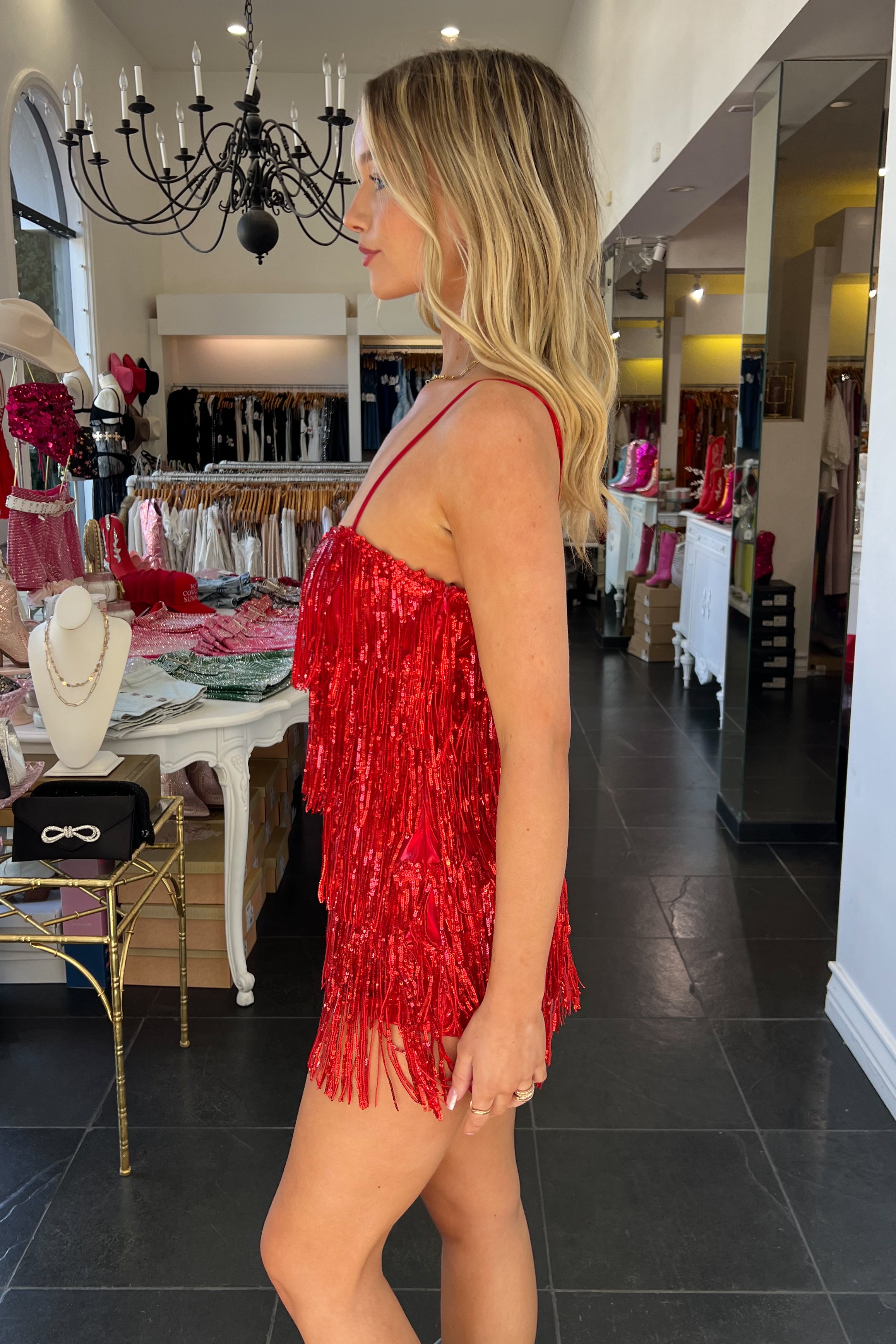 Rodeo Barbie Sequin Romper-Red