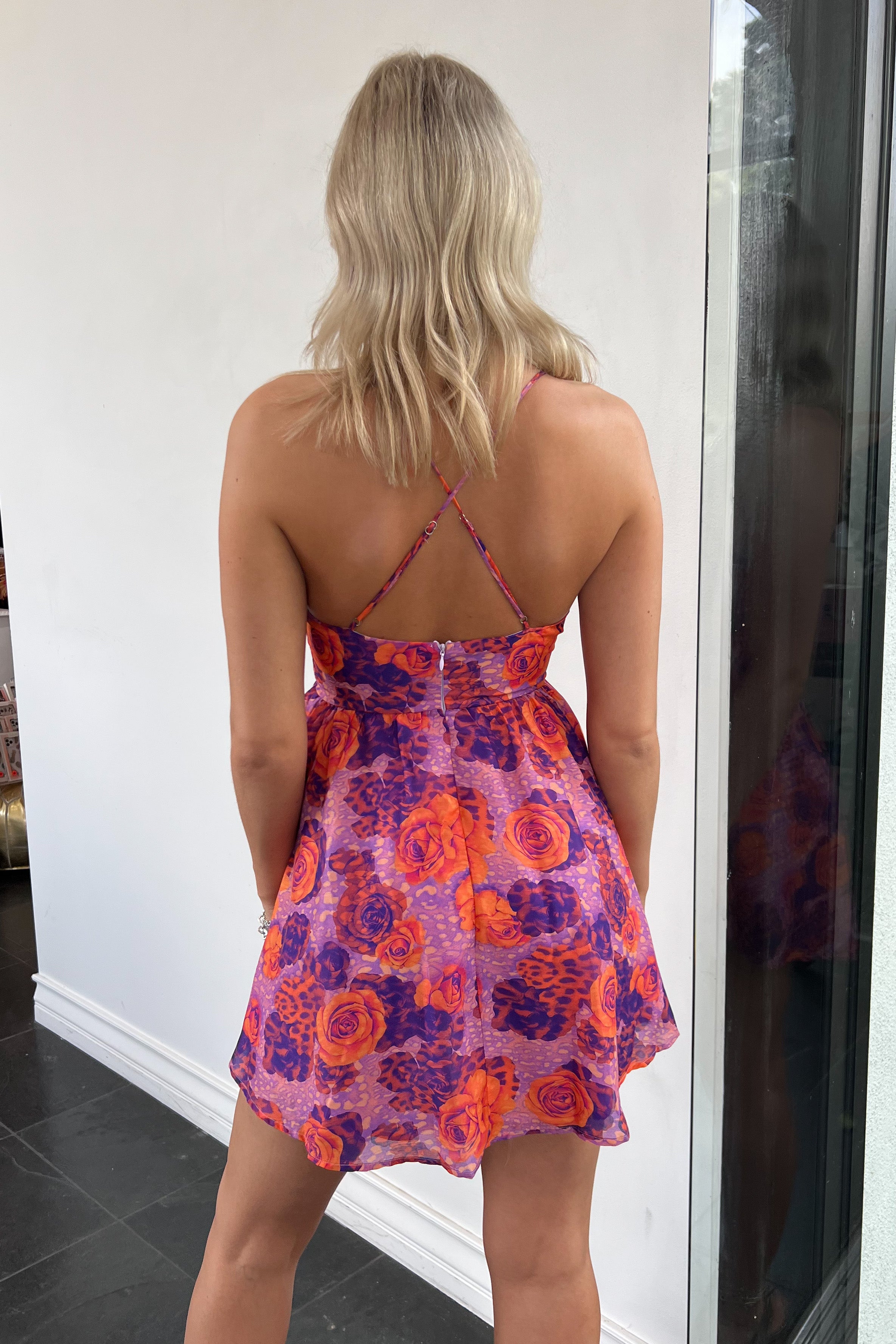Zullu Mini Dress-Purple + Orange