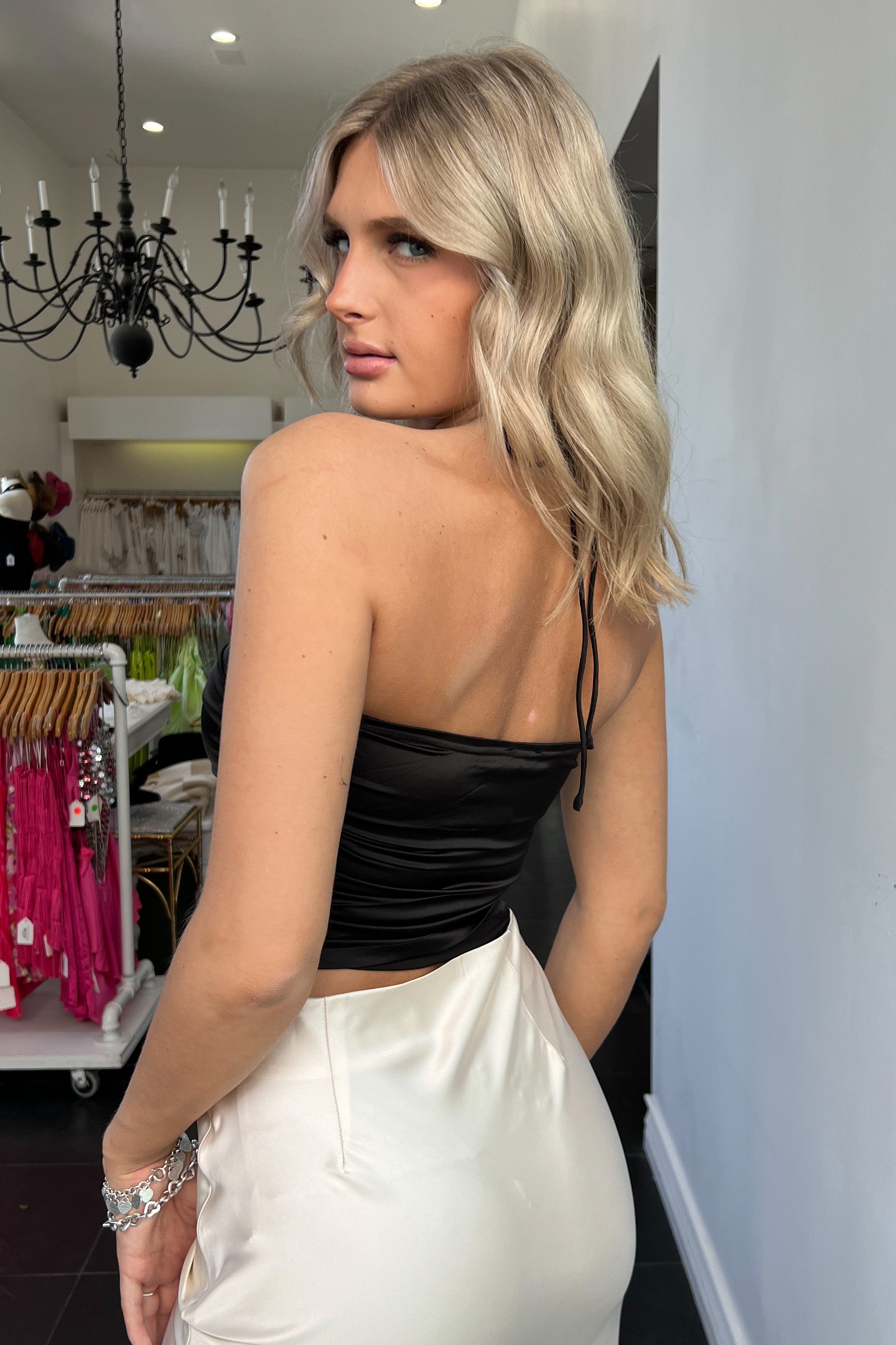 I Wish You Roses Top-Black/Cream