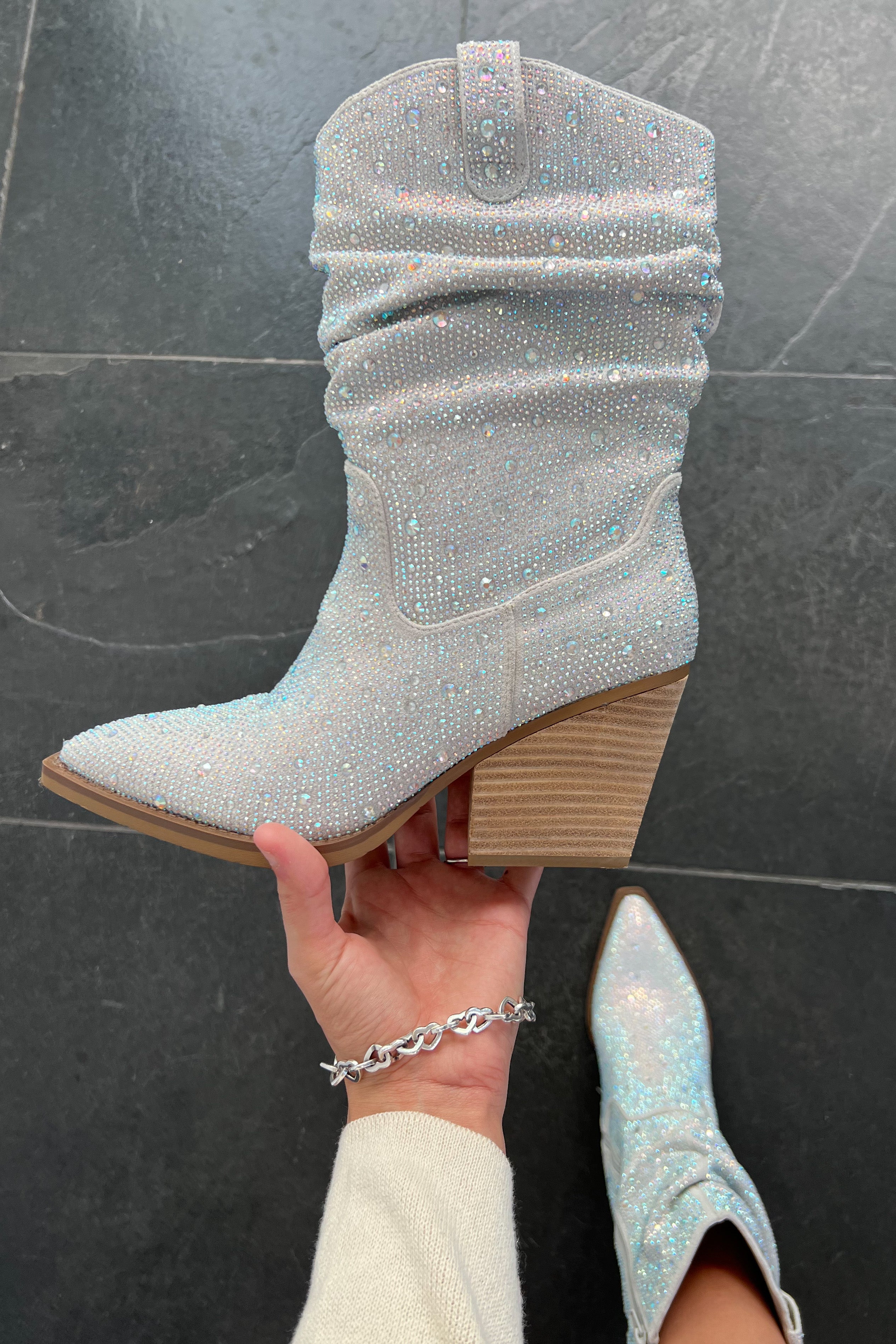 Underwood Slouch Boots-Silver