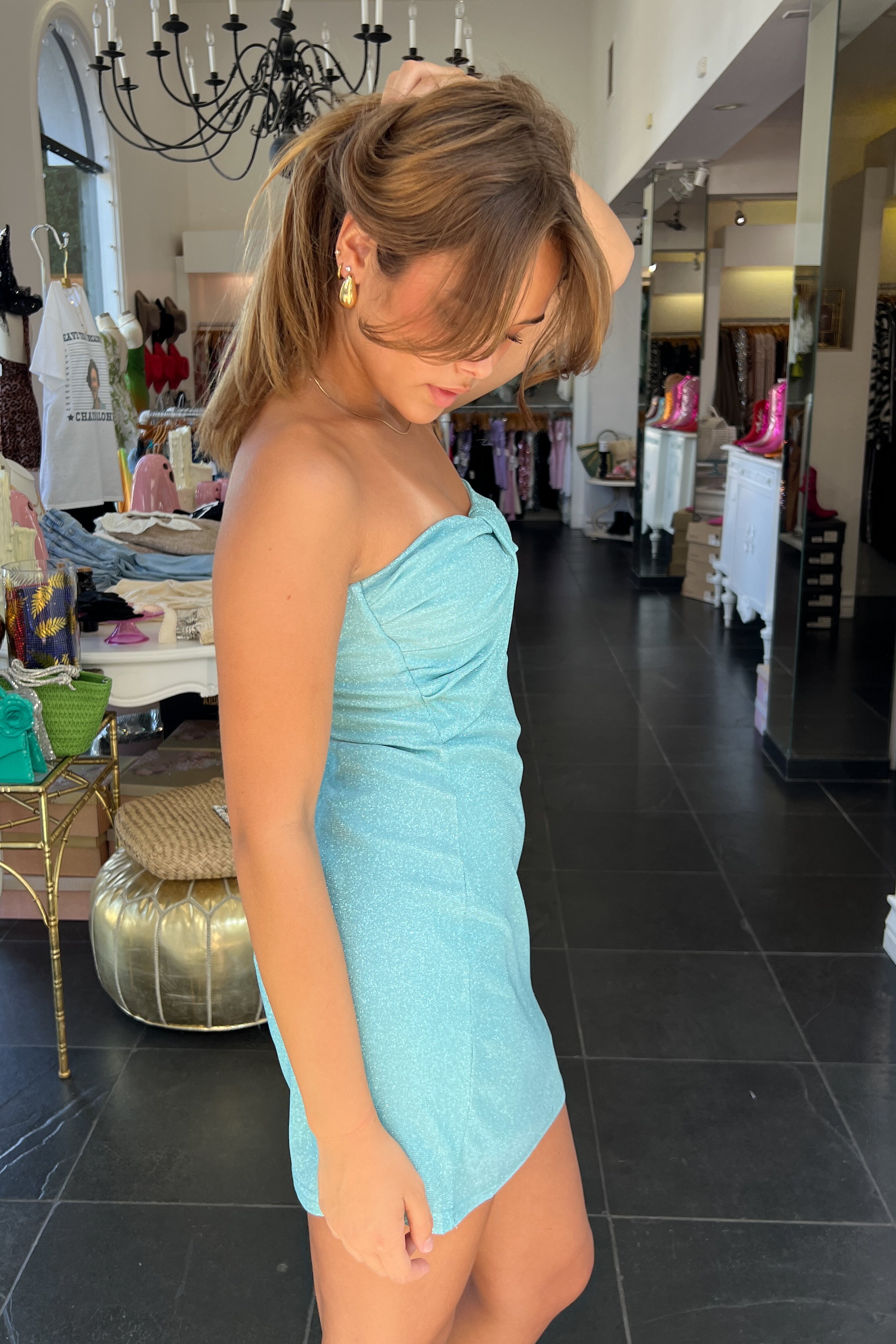 Livorno Sparkle Dress-Turq
