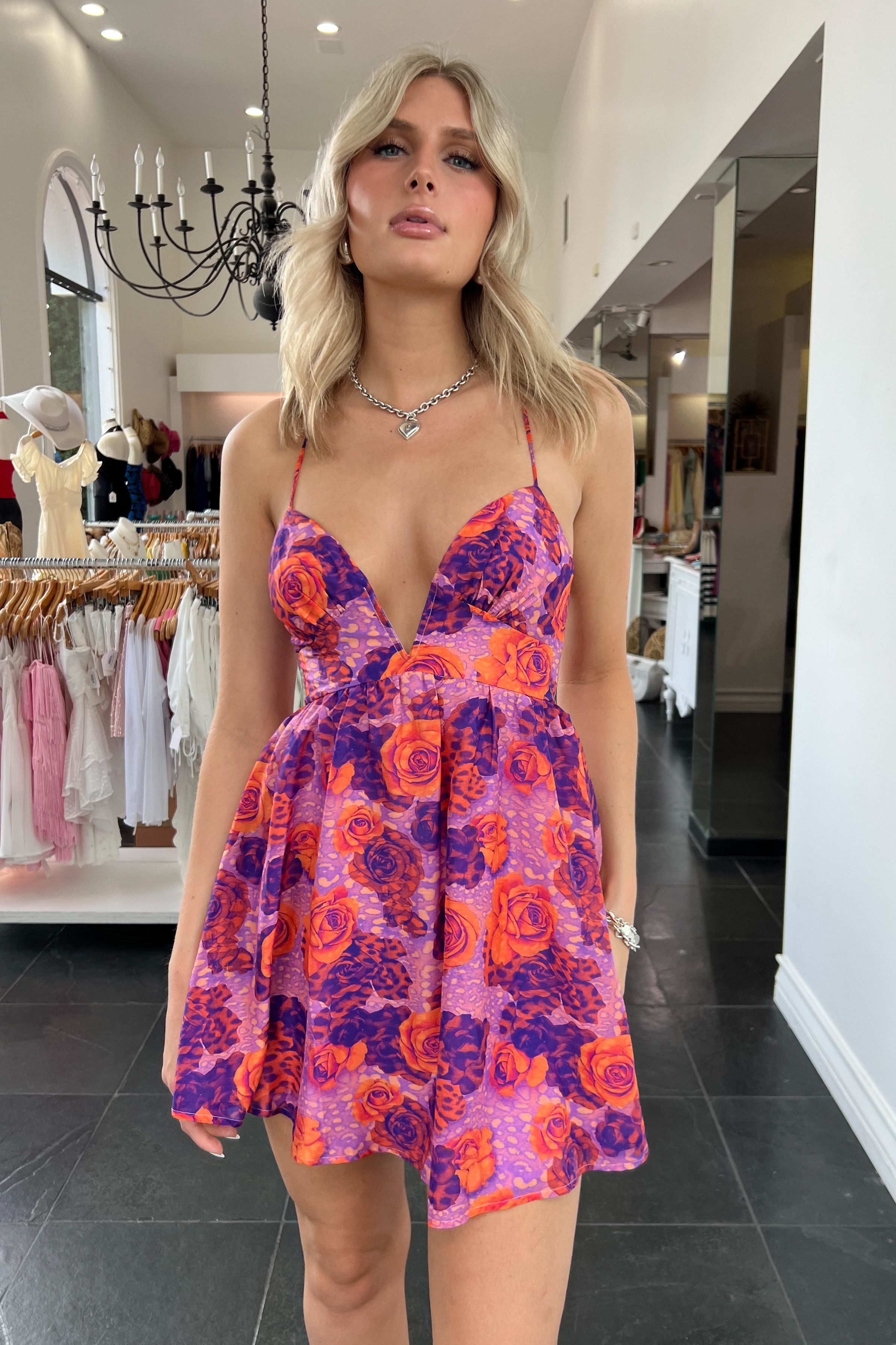 Zullu Mini Dress-Purple + Orange