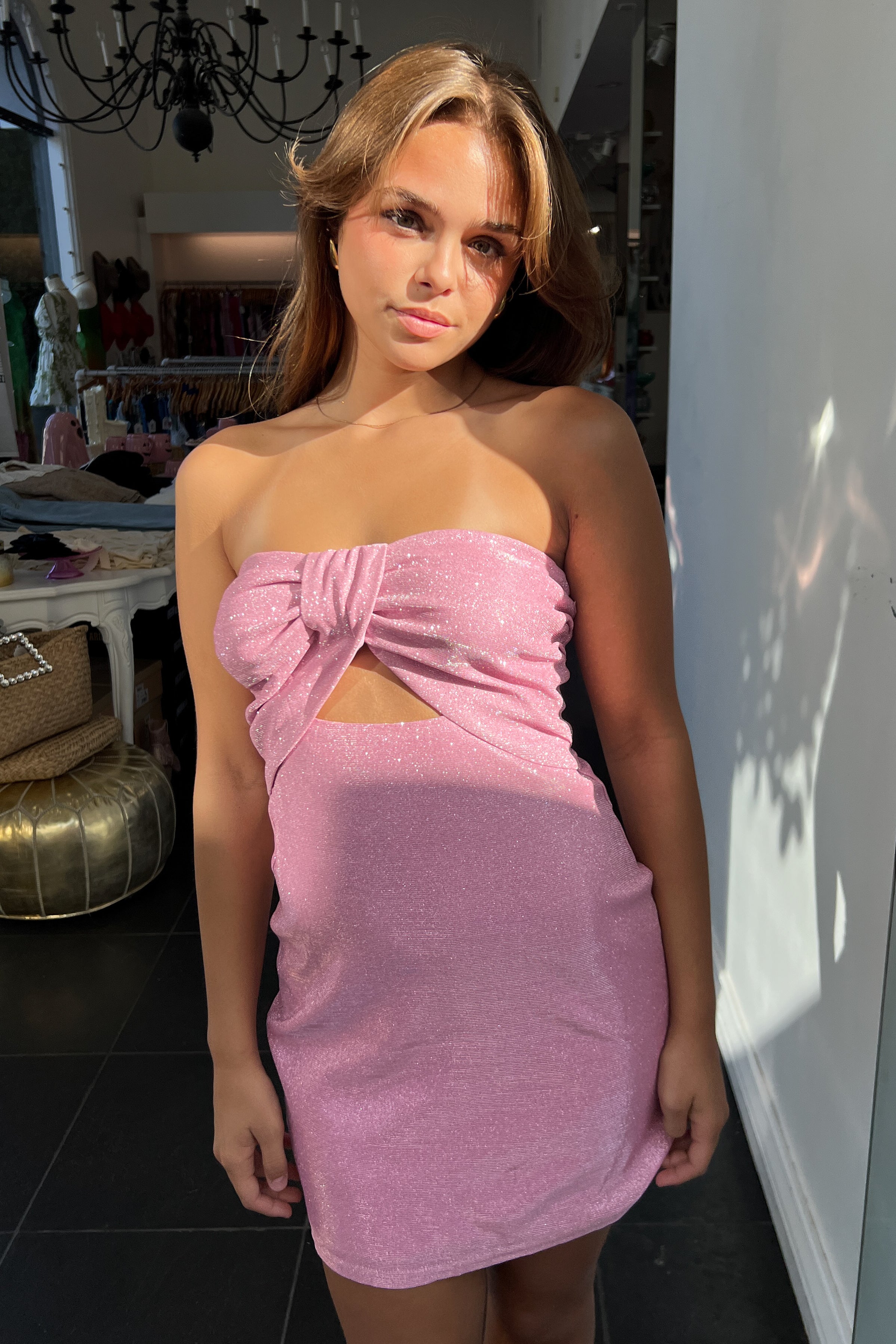 Livorno Sparkle Dress-Pink