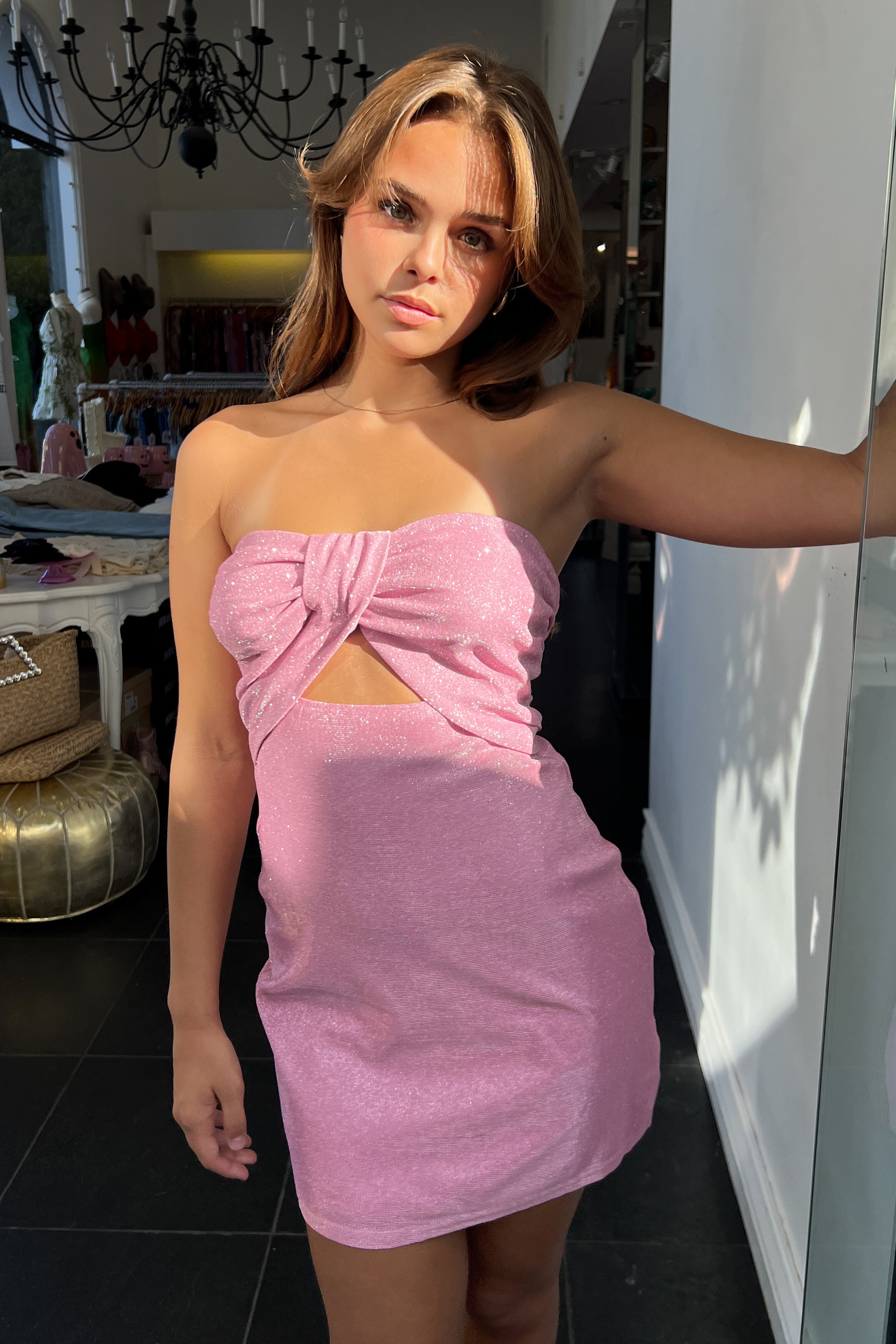 Livorno Sparkle Dress-Pink