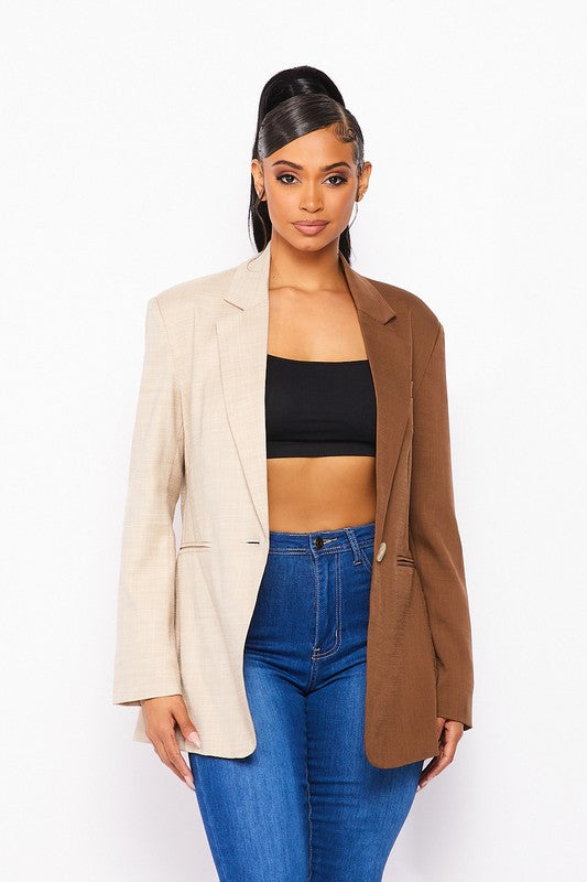Two Sides To Every Story Blazer-Brown Combo