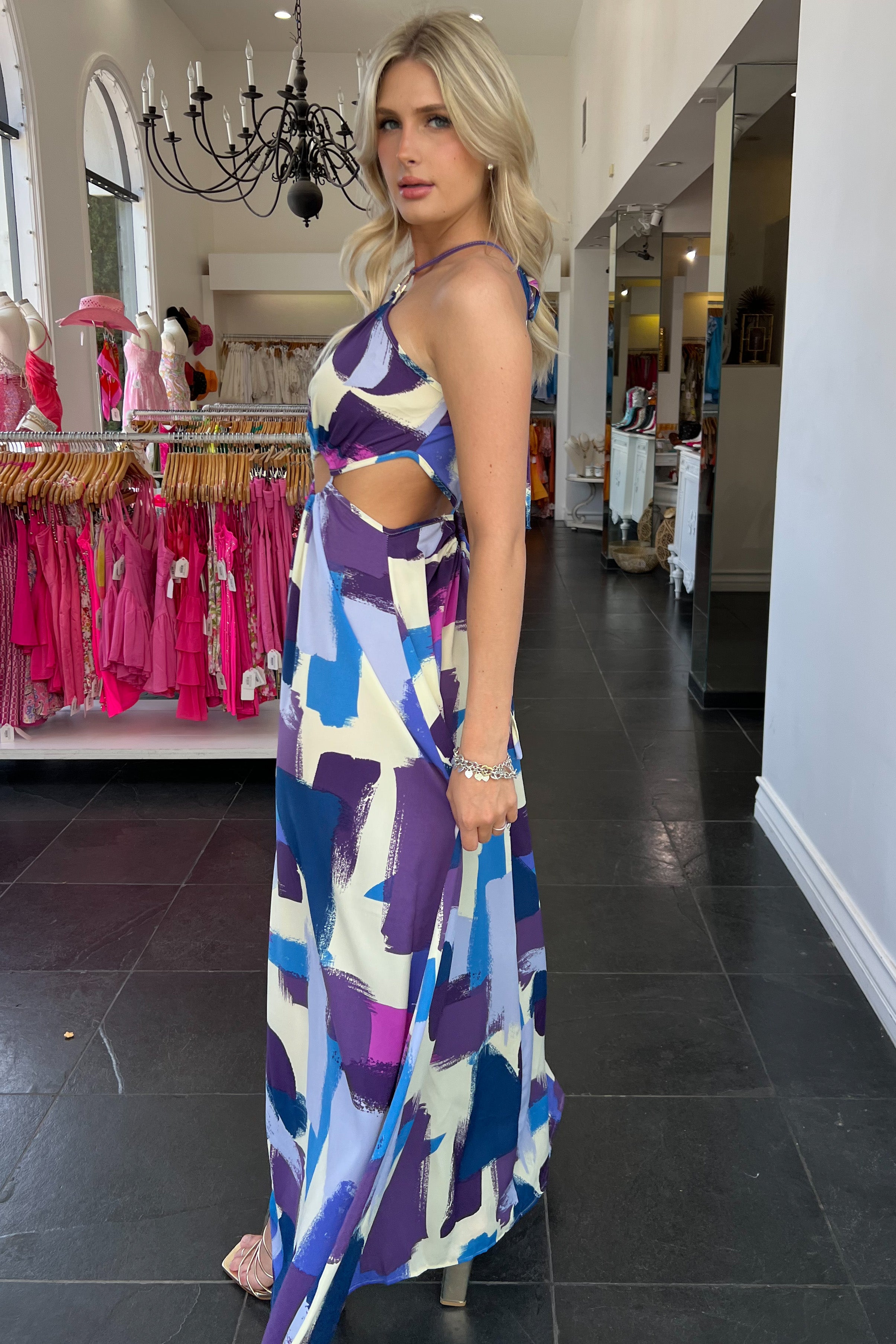 Thessaloniki Maxi Dress-Purple Multi