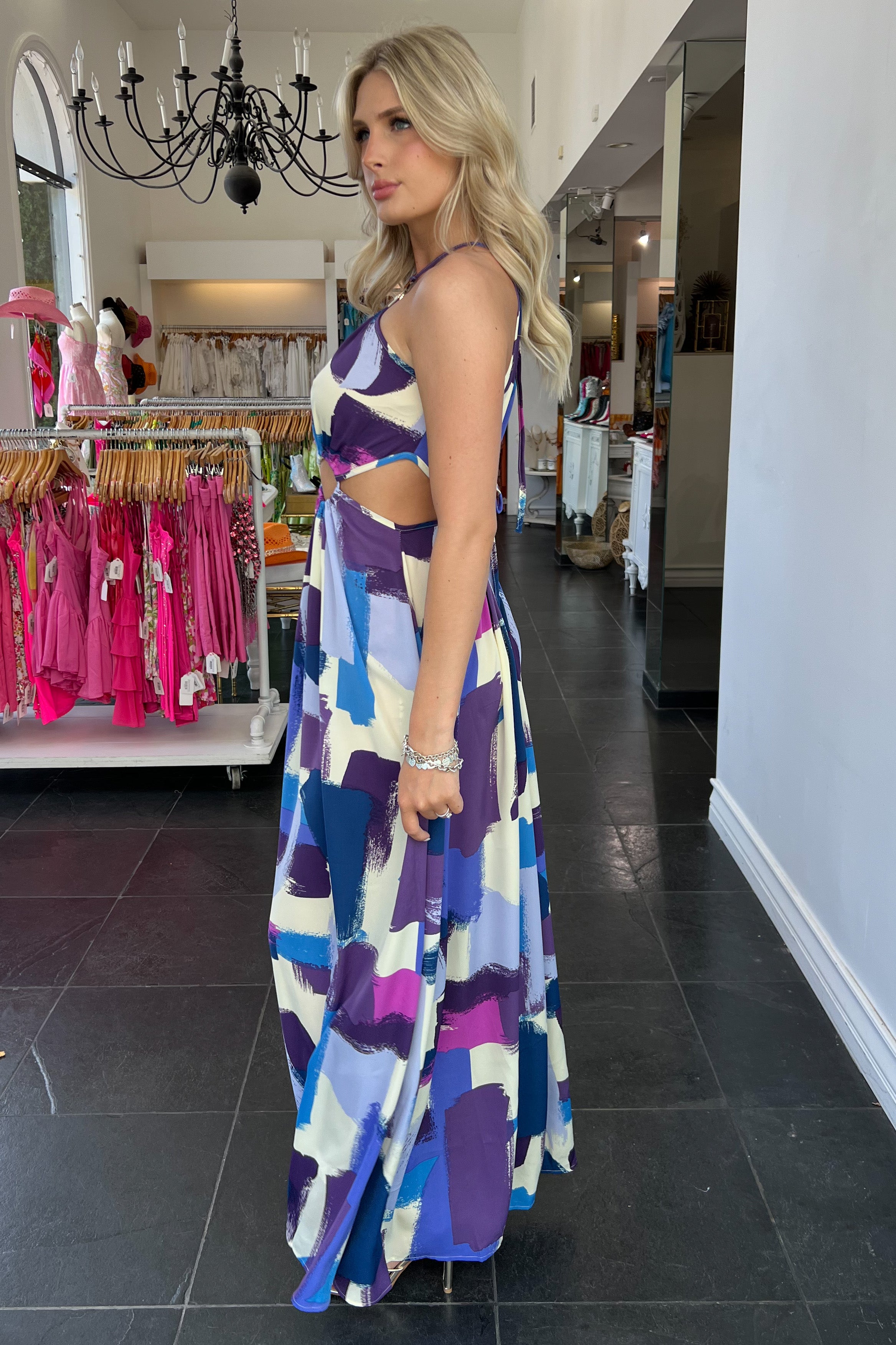 Thessaloniki Maxi Dress-Purple Multi