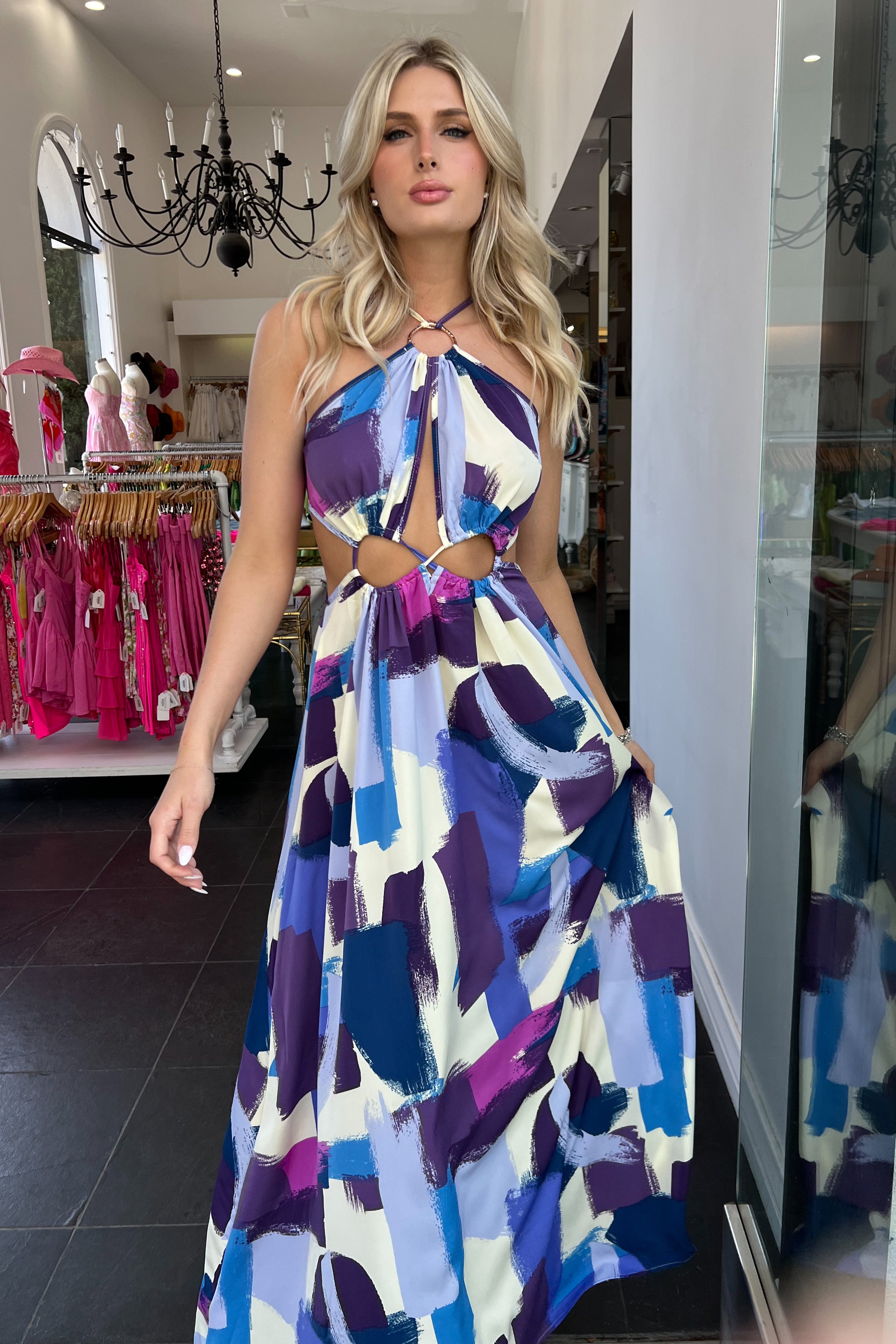 Thessaloniki Maxi Dress-Purple Multi