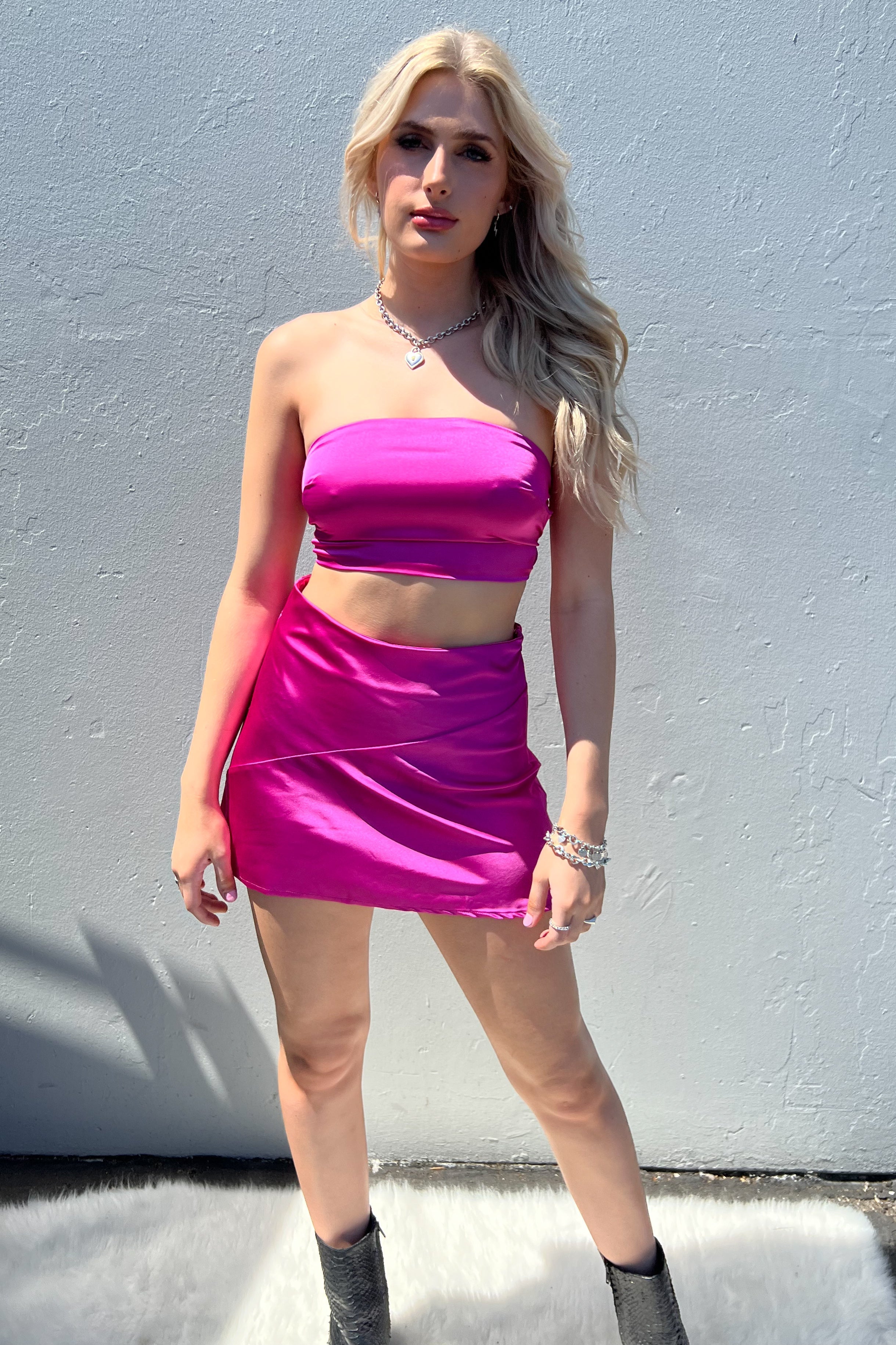 Pretty Lil Thing Dress Set-Magenta