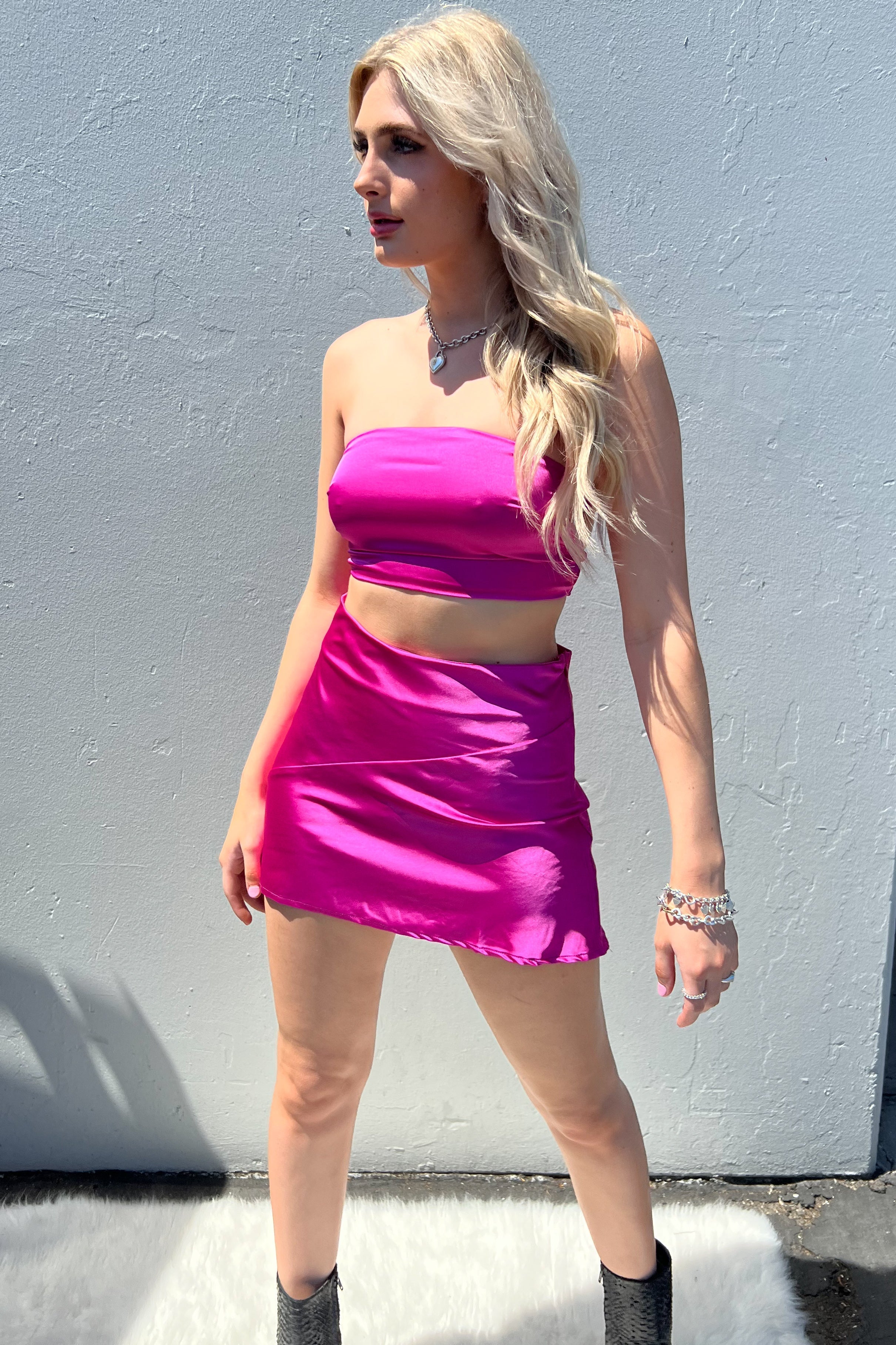 Pretty Lil Thing Dress Set-Magenta