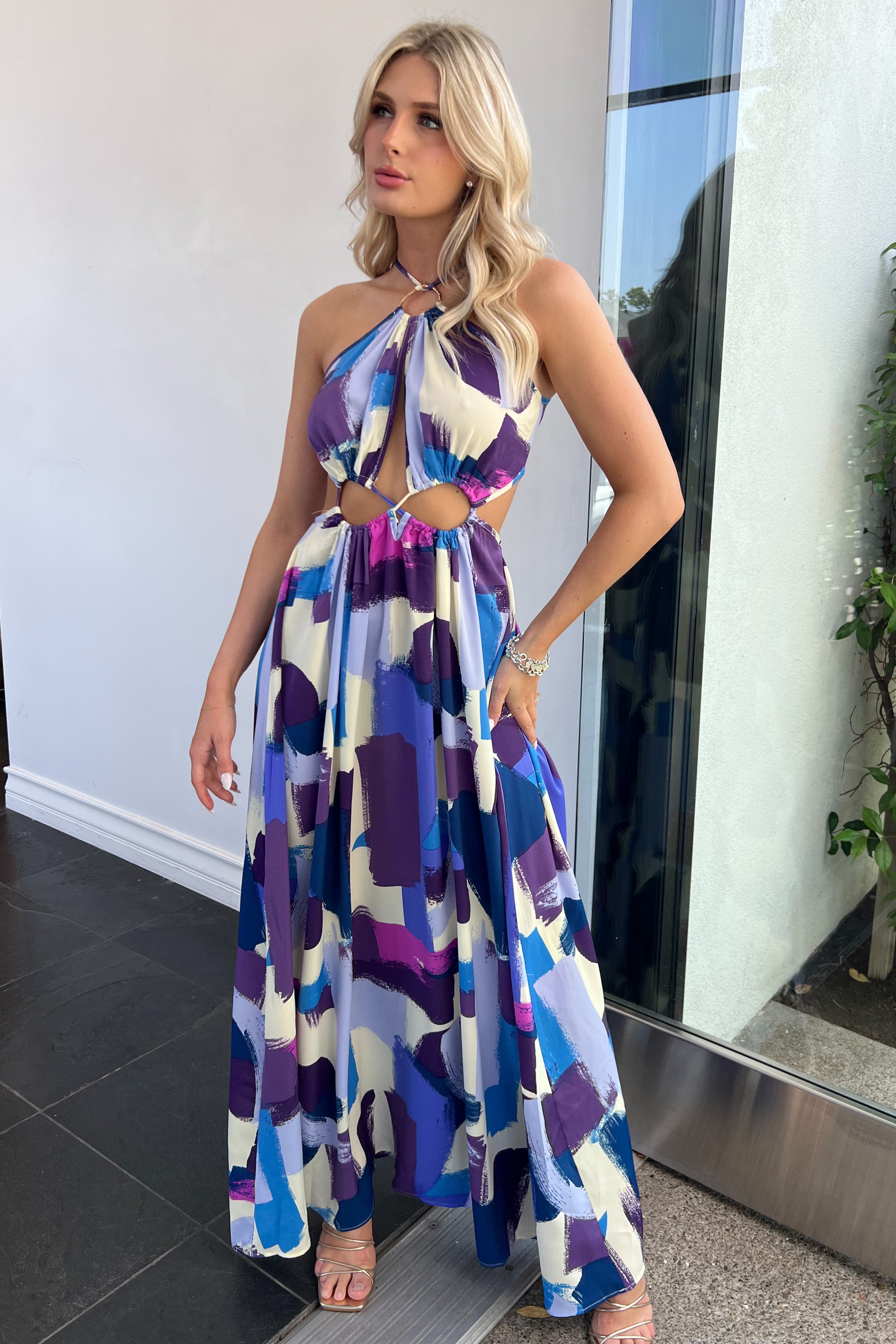 Thessaloniki Maxi Dress-Purple Multi