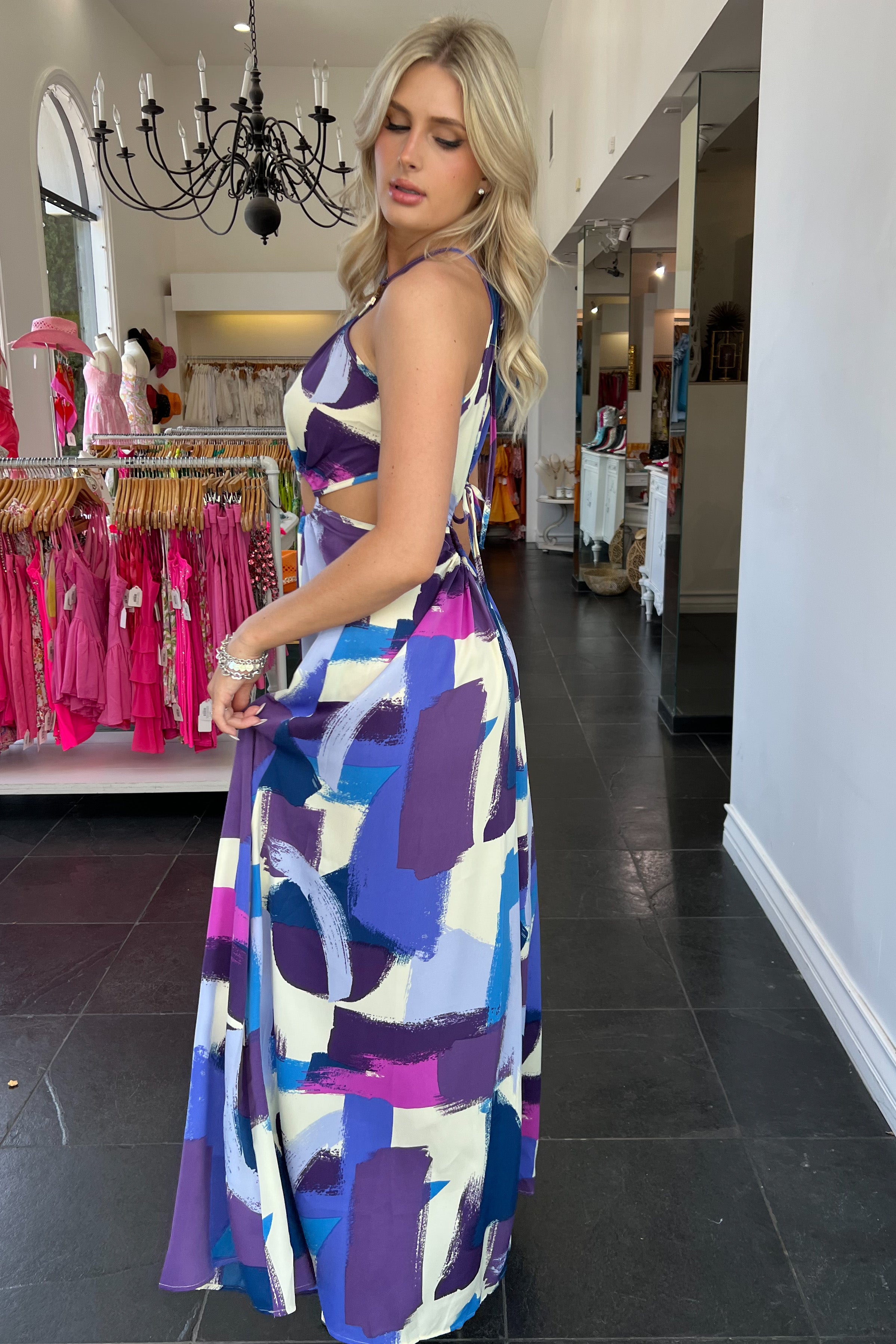 Thessaloniki Maxi Dress-Purple Multi