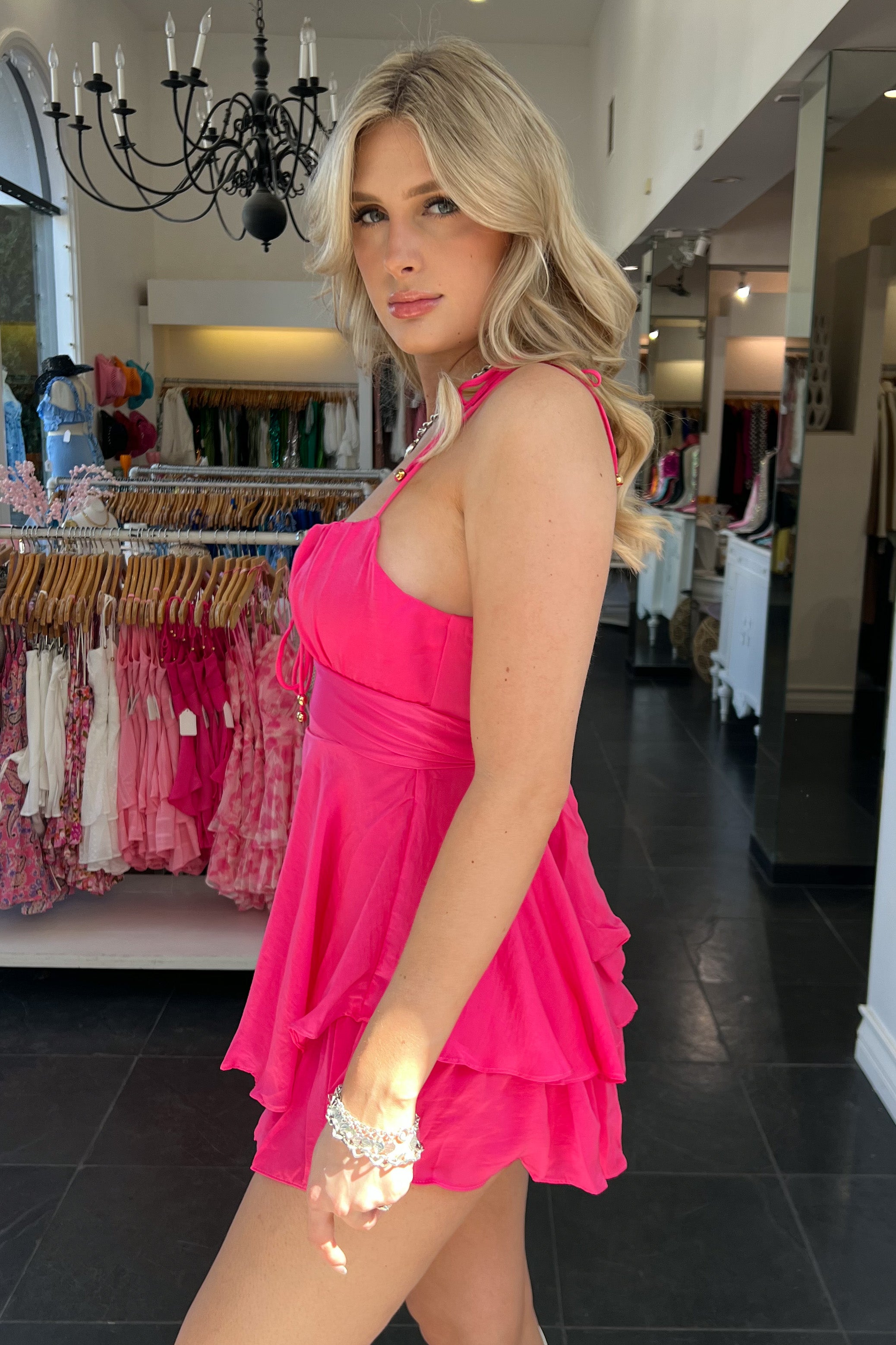 Addelynne Romper-Hot Pink