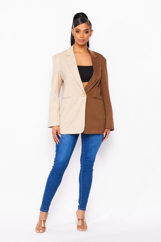 Two Sides To Every Story Blazer-Brown Combo