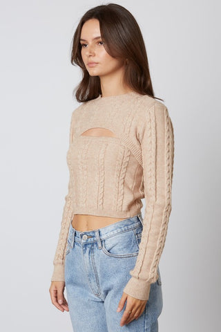 Cold Shoulders Shrug Sweater-Ivory