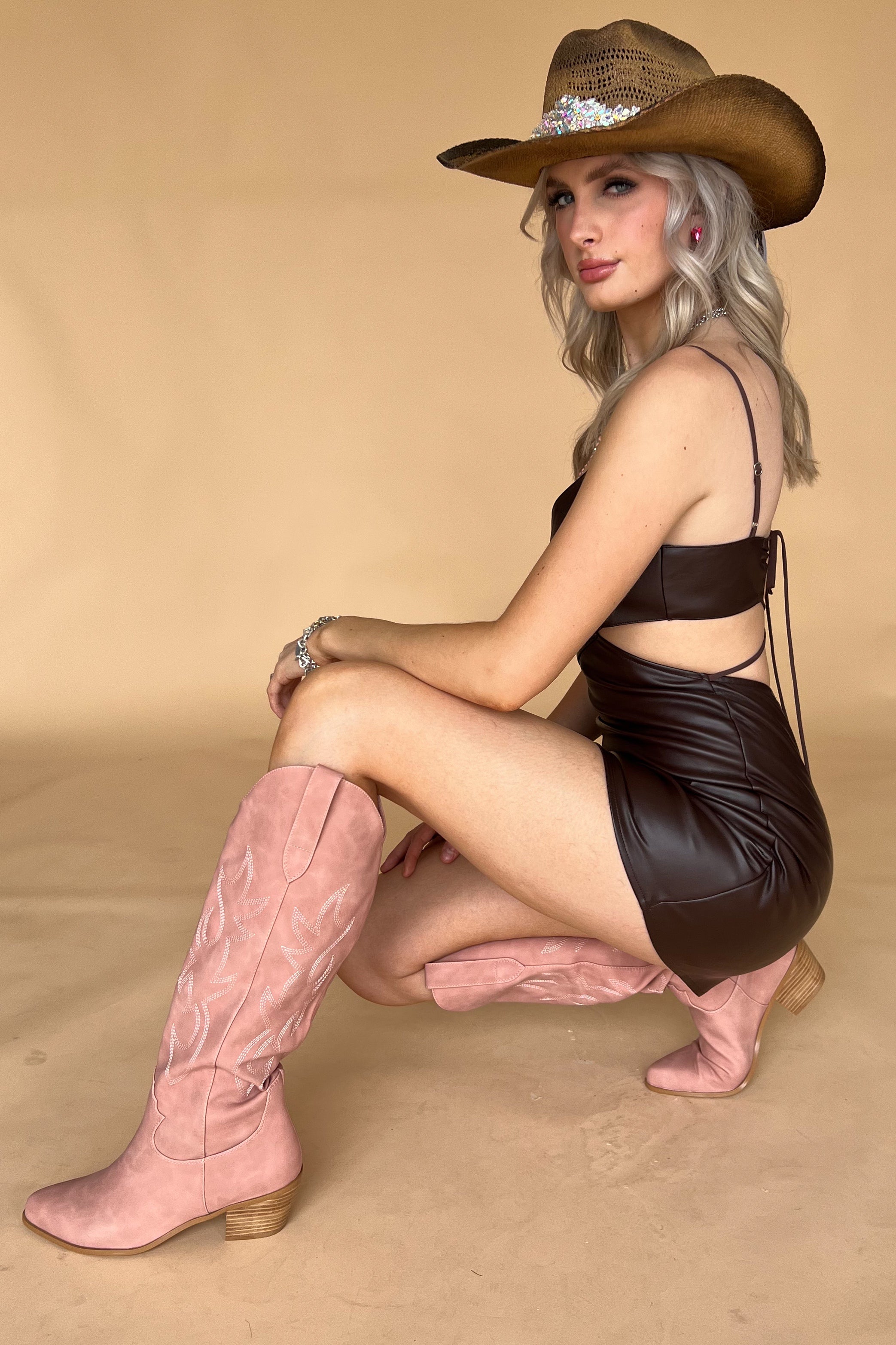 Iggy Mini Dress-Brown