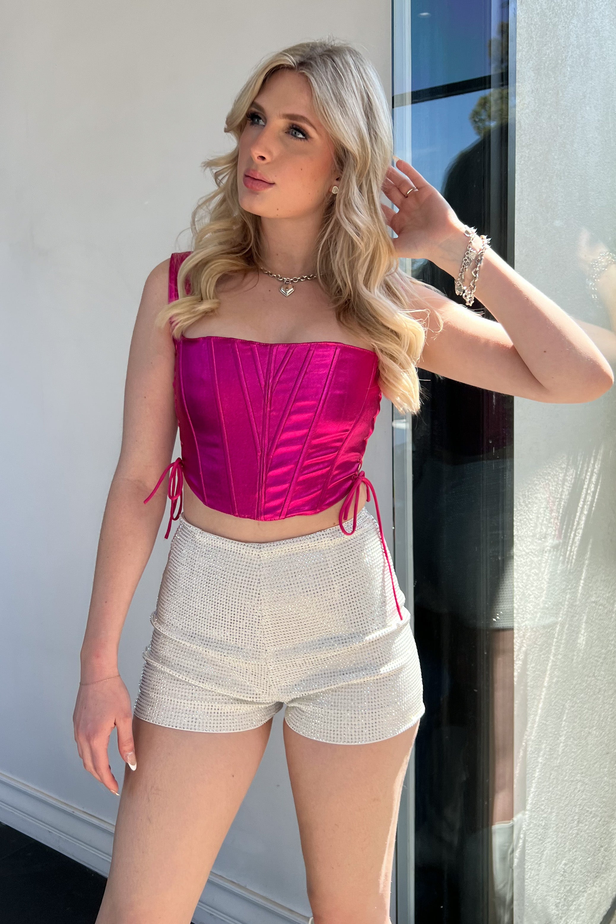 Hilton High Waisted Shorts-White