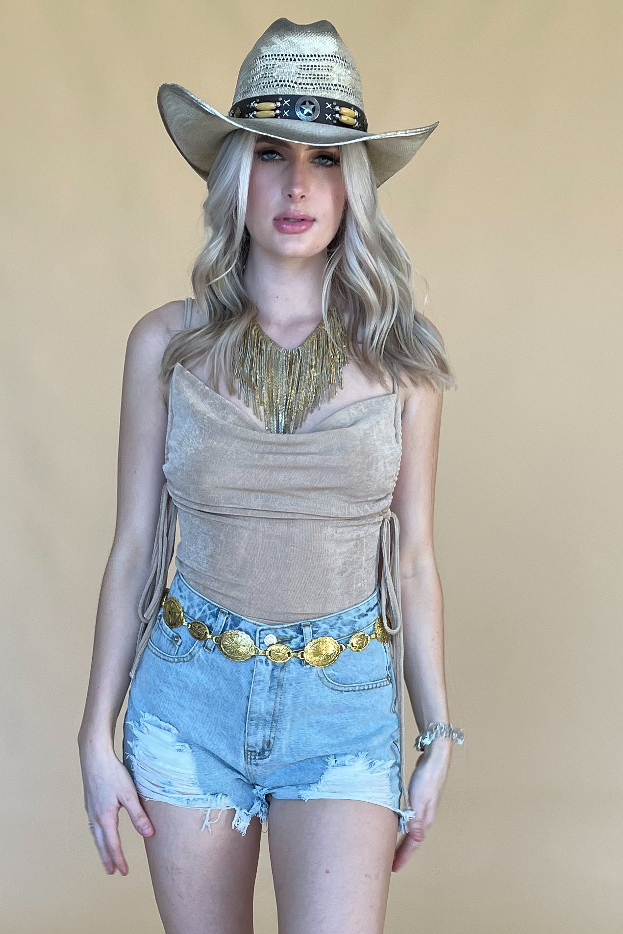 Nights In New York Bodysuit-Gold