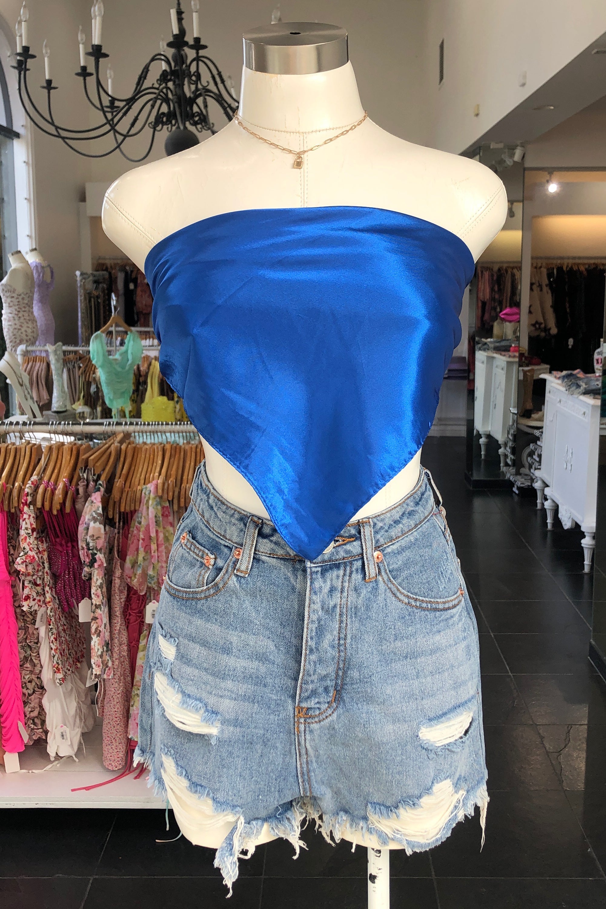 Top Down Scarf Top-Cobalt
