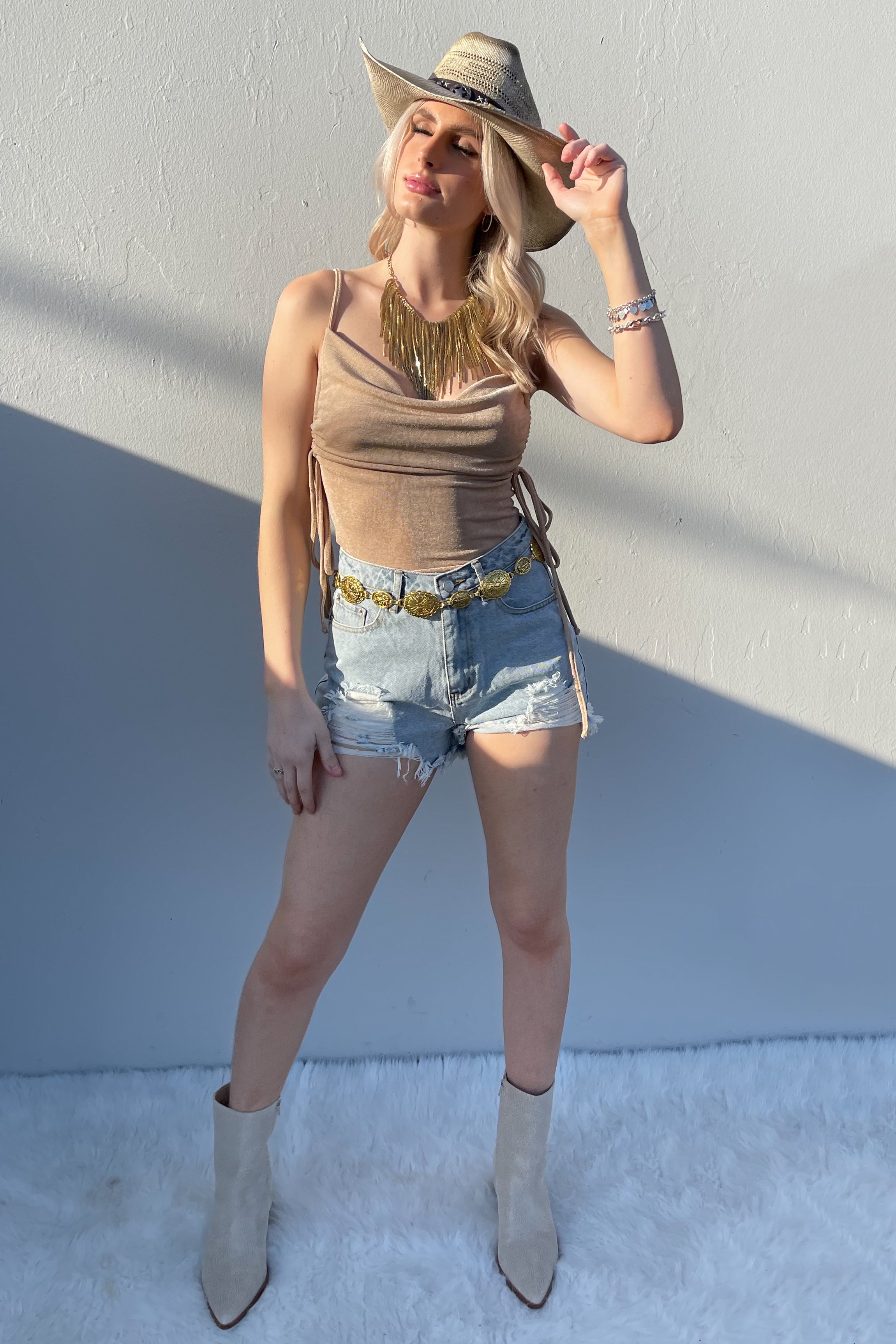 Nights In New York Bodysuit-Gold