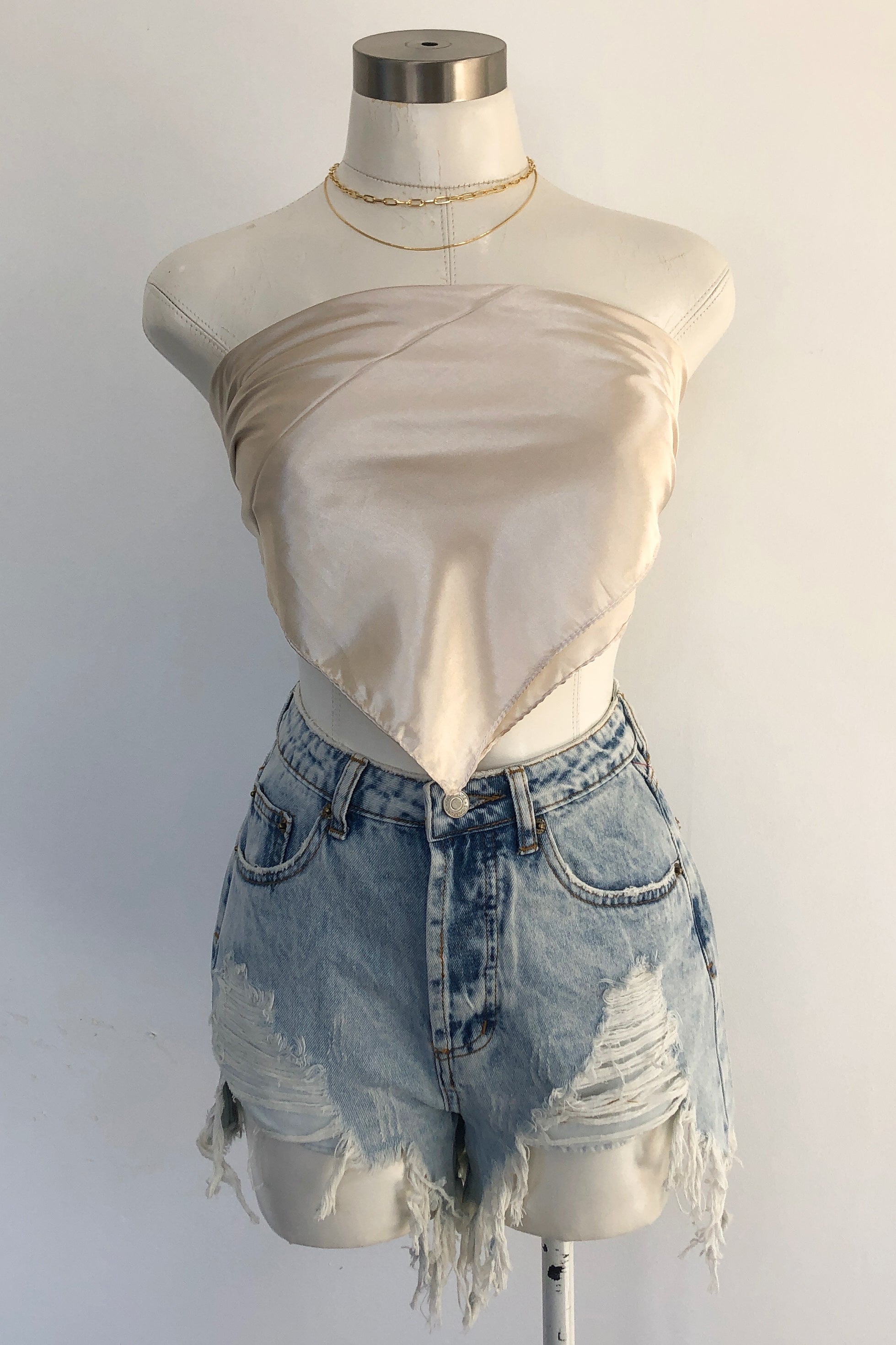 Top Down Scarf Top-Cream
