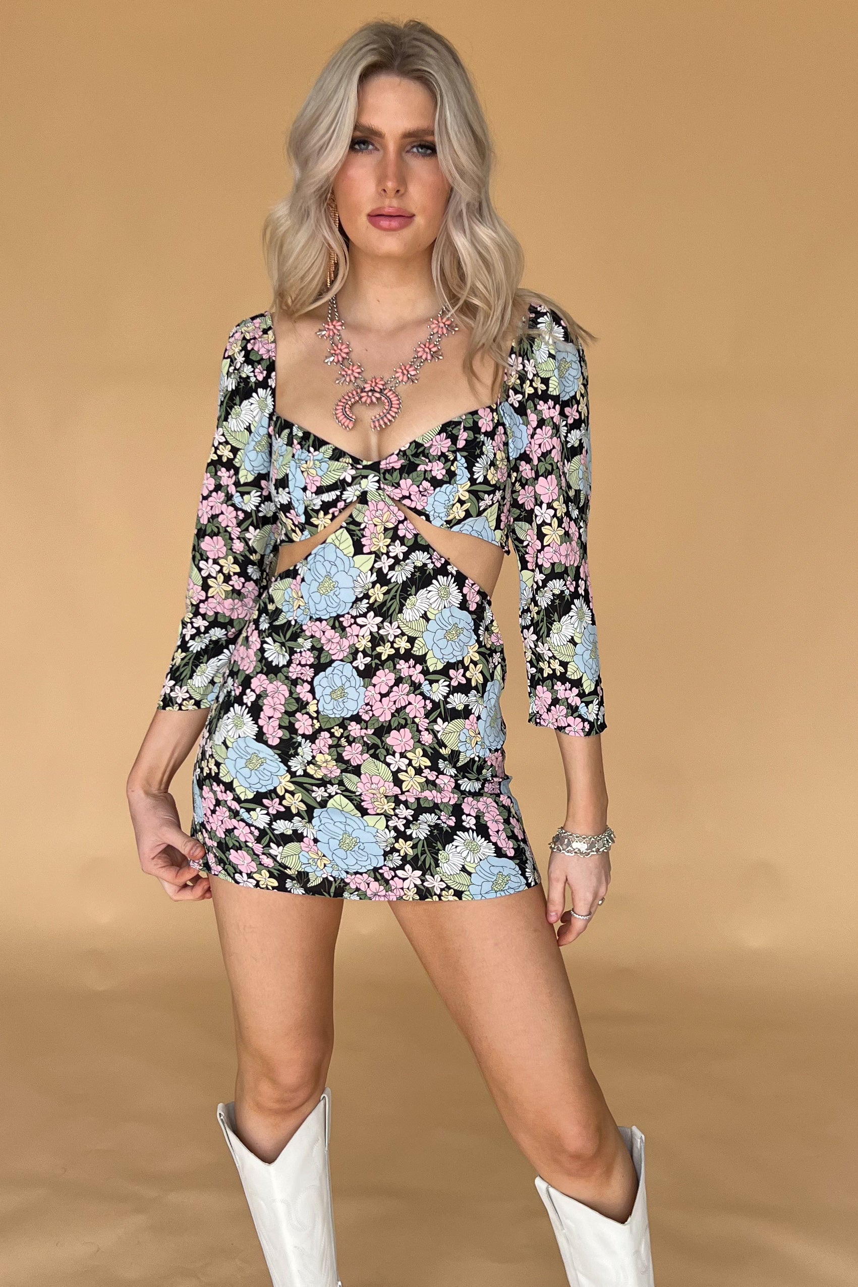 Shape Of You Dress-Black Floral