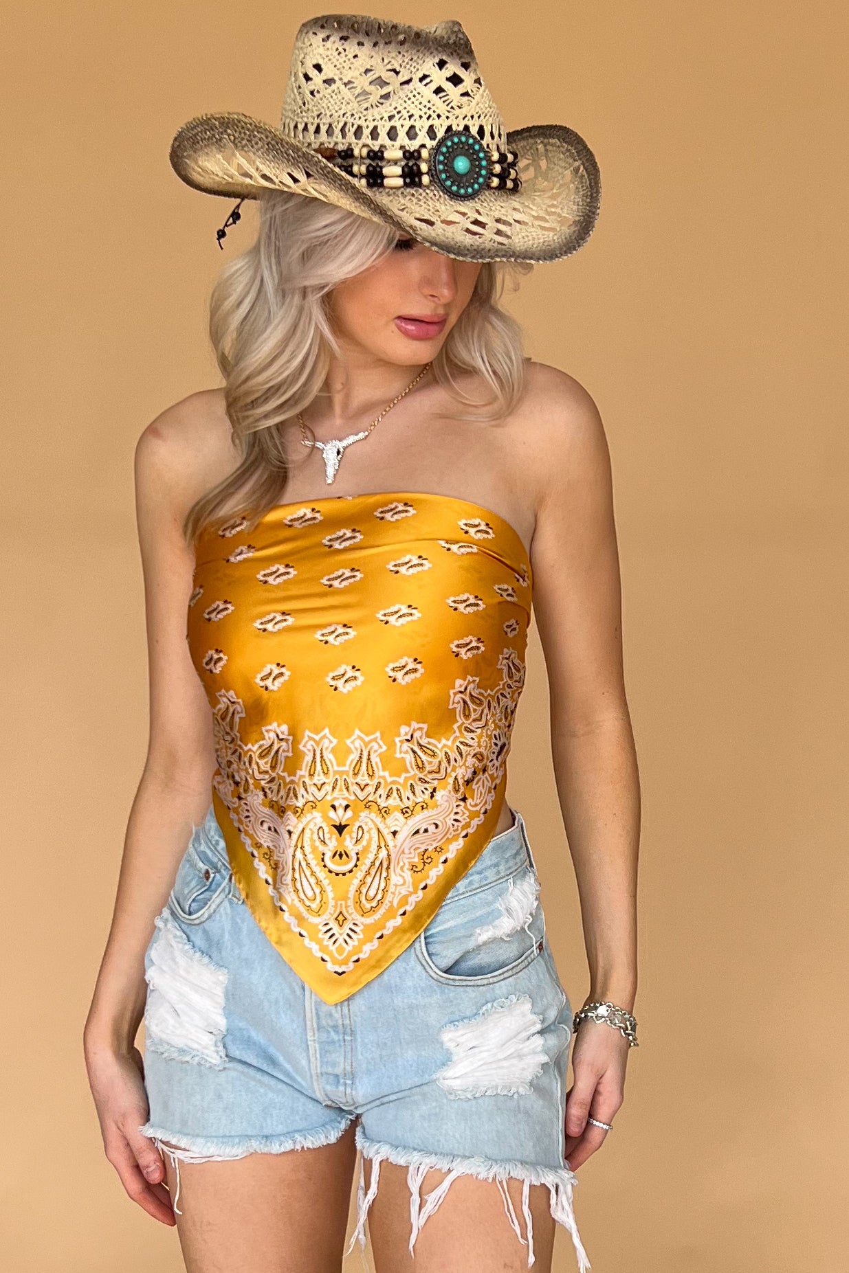 Bandana Scarf Top-Yellow