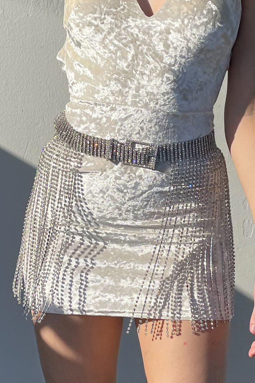 Fringe Love Crystal Belt-Silver