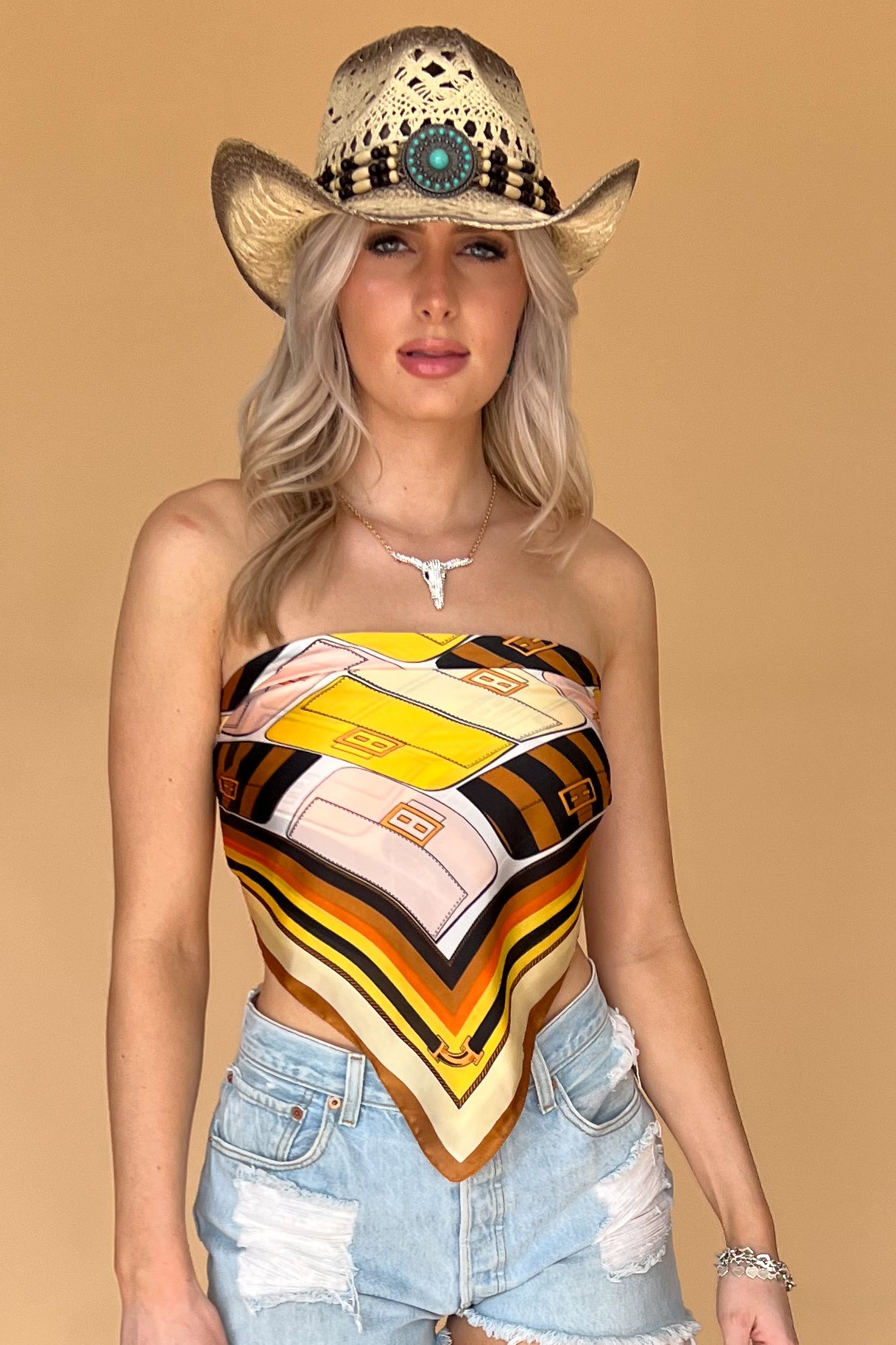 Lay It On Me Scarf Top-Orange Multi