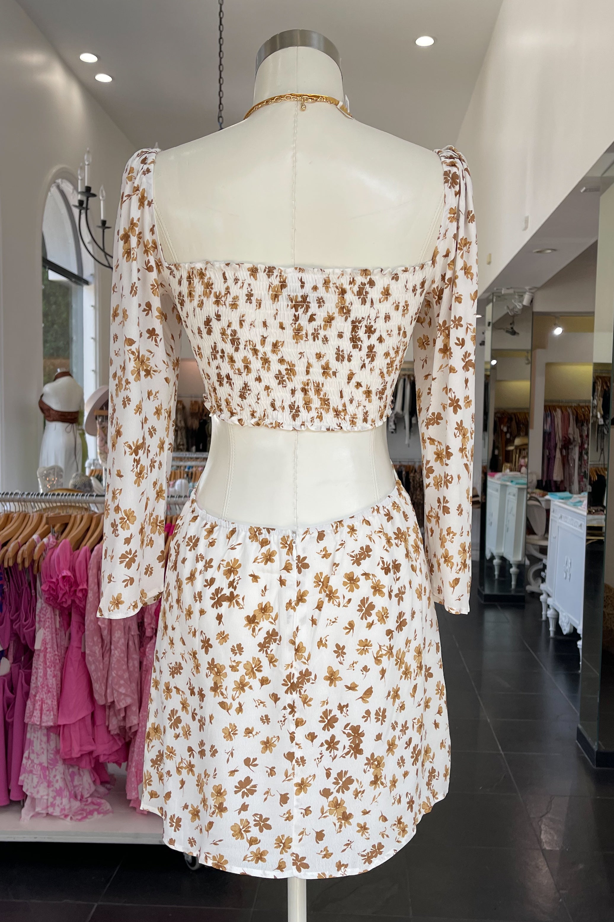 Shape Of You Dress-White + Tan