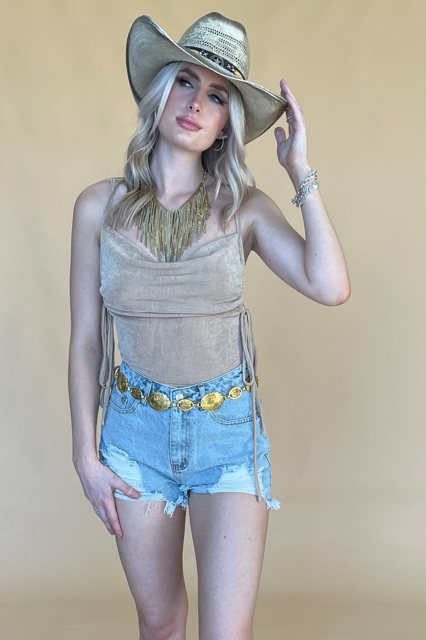 Nights In New York Bodysuit-Gold