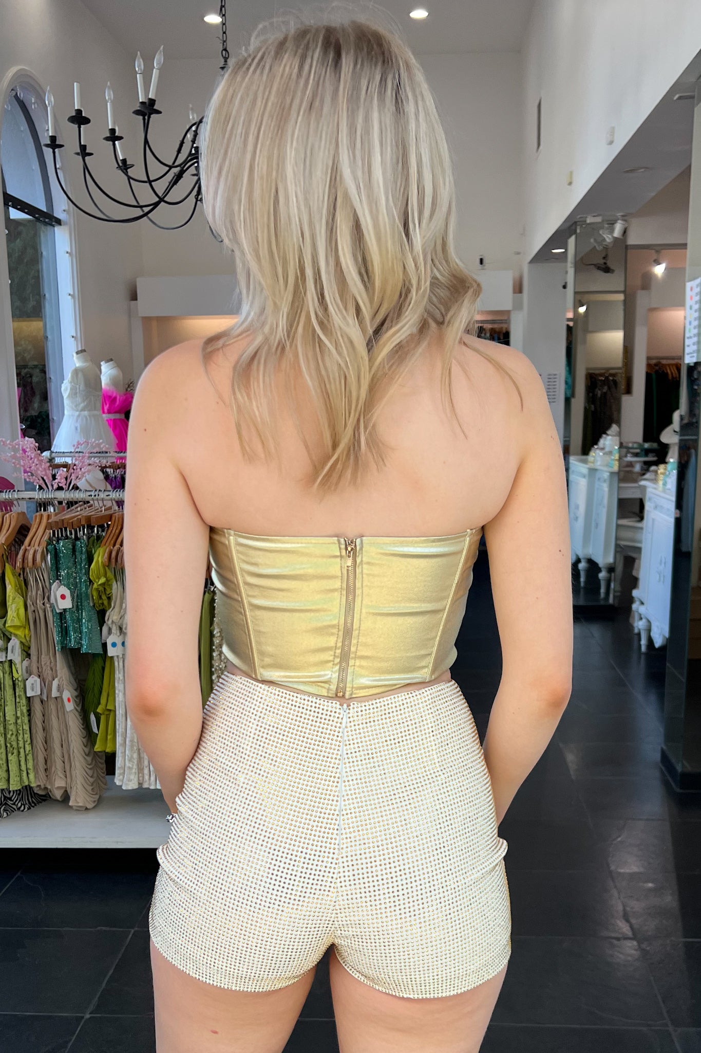 Metallica Corset Top-Gold