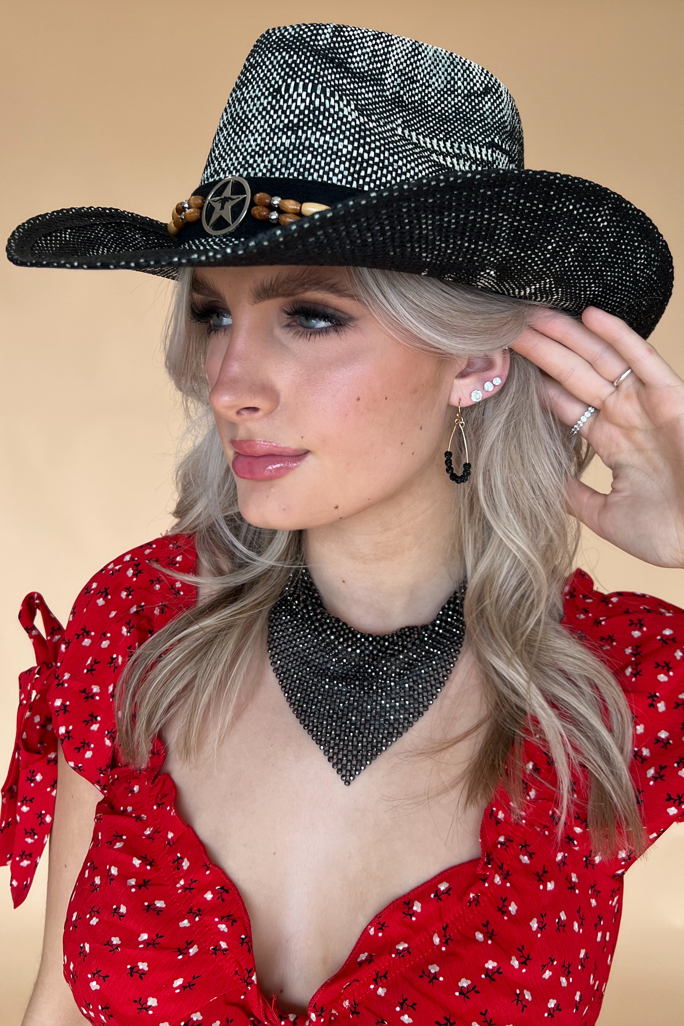 Crystal Bandana Necklace-Black