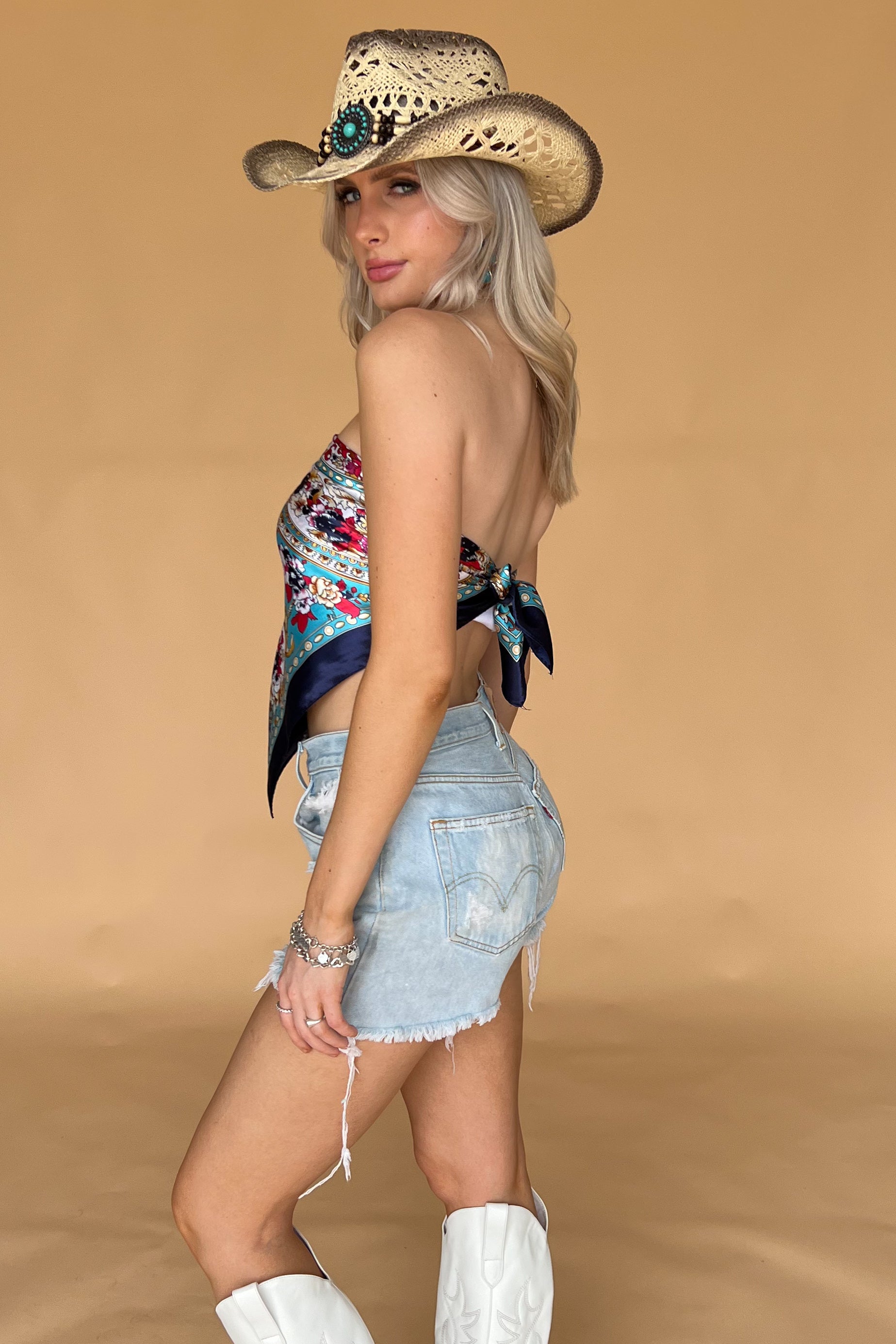 Dayum Baby Scarf Top-Navy Multi