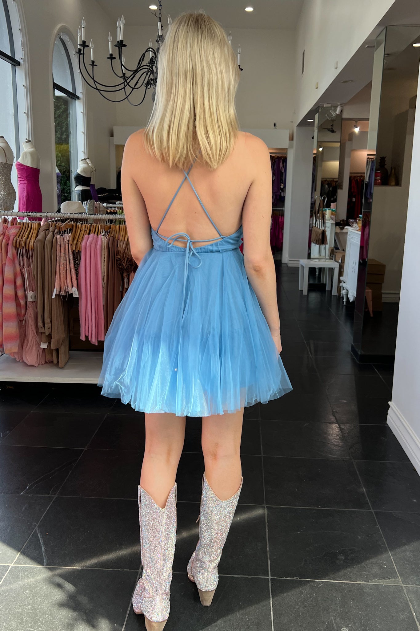 Girl You Look Famous Dress-Blue