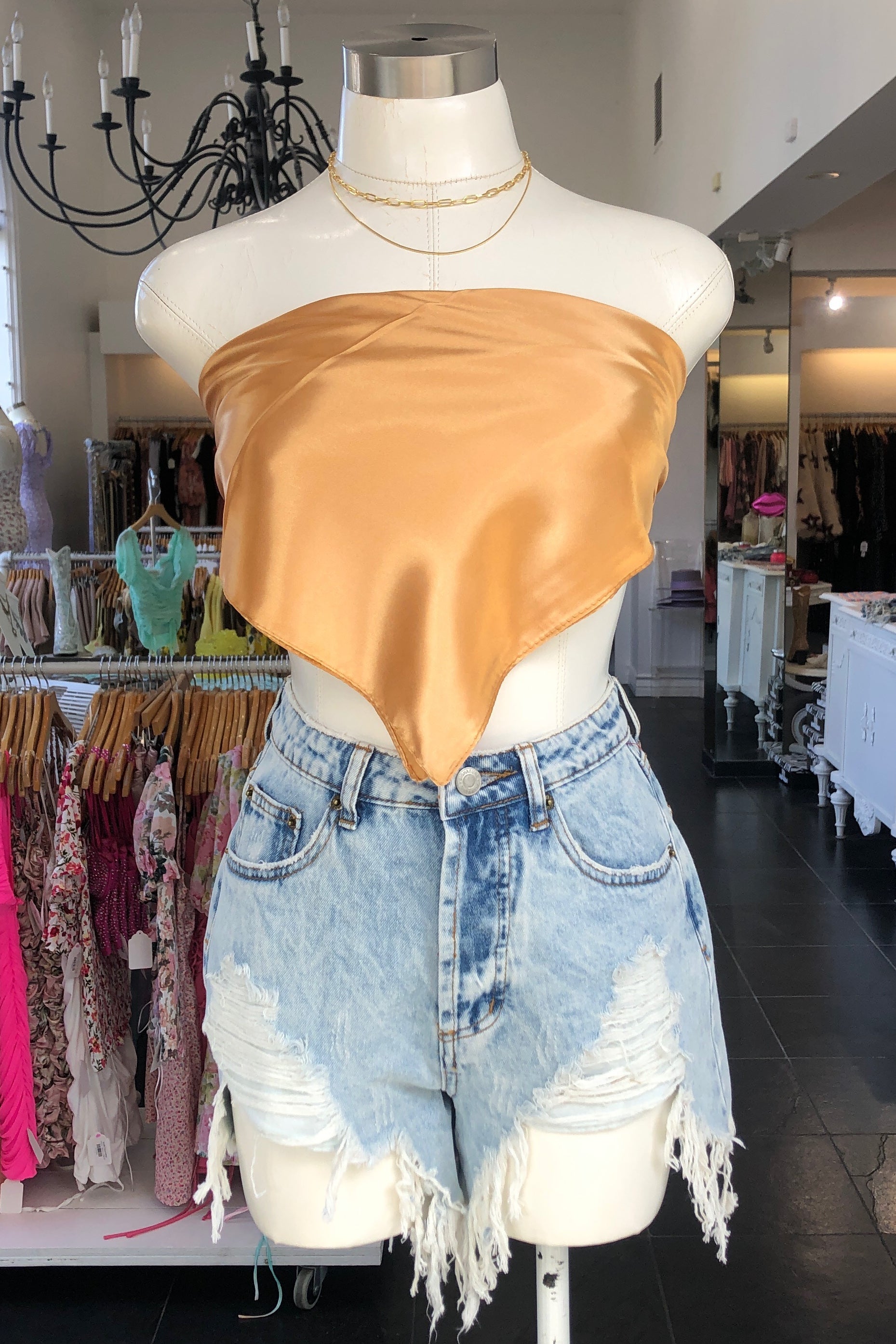 Top Down Scarf Top-Gold