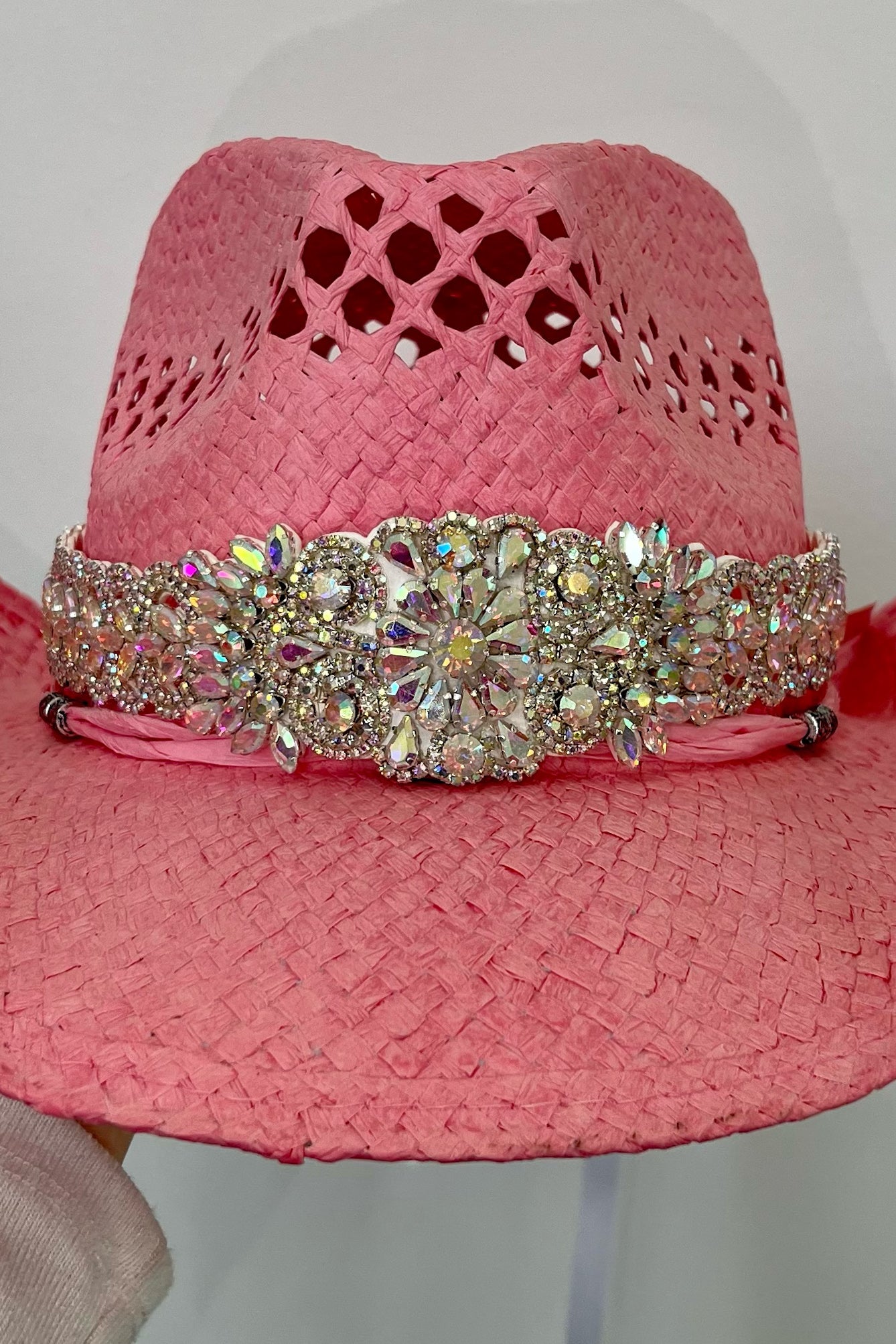 Disco Rodeo Hat Belt-Iridescent Crystal